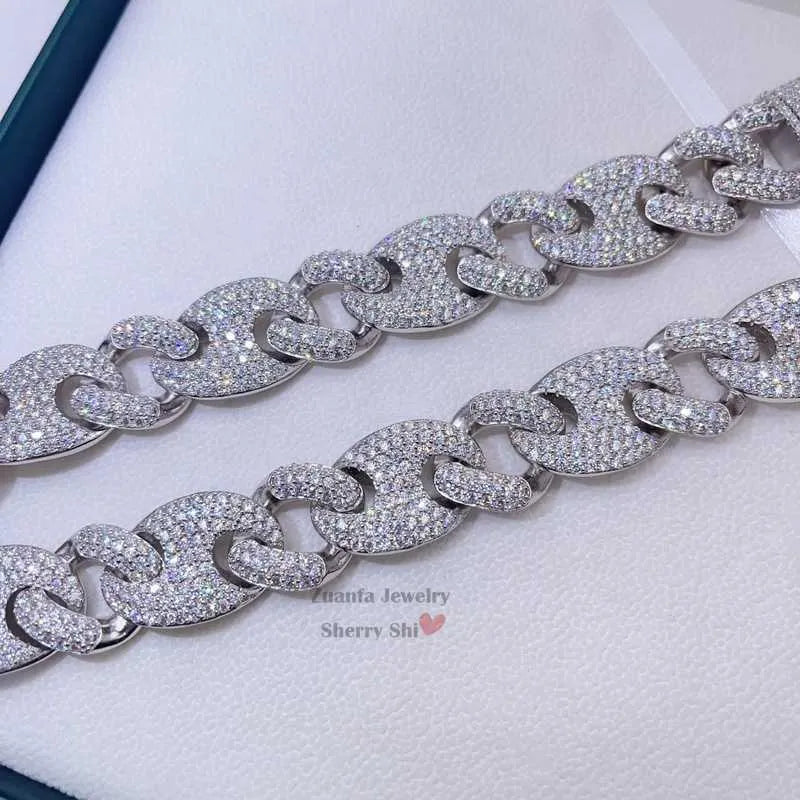 24K Gold Plated Moissanite Cuban Link Chain Necklace for Men - Iced Out Hip Hop Jewelry - Perfect for Gifts, Parties & Everyday Wear