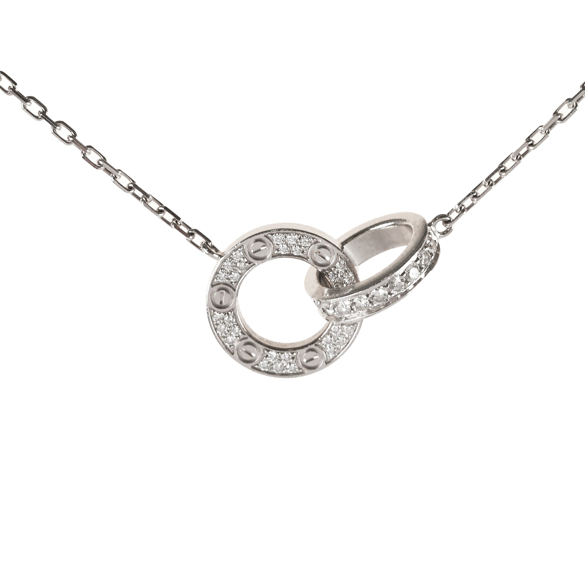 Cartier Love Necklace in 18K White Gold with Diamonds - Elegant Jewelry Gift for Women, Perfect for Anniversaries & Special Occasions