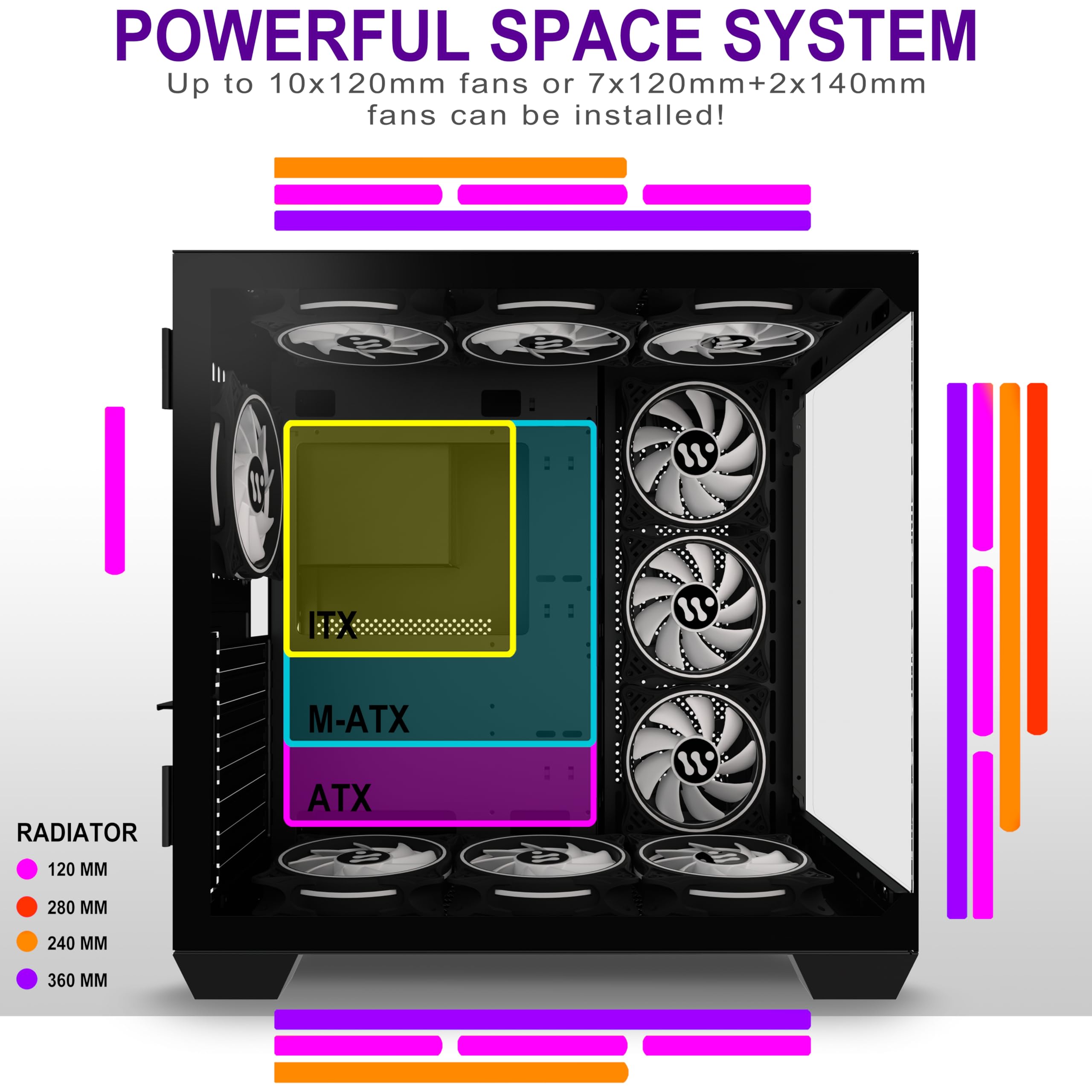 AMANSON ATX Mid Tower PC Gaming Case - Tempered Glass Side Panel, High Airflow Design, Tool-Free Installation (Black, H03 Model) - Perfect for Gaming Rigs, Workstations & Home Office Setups