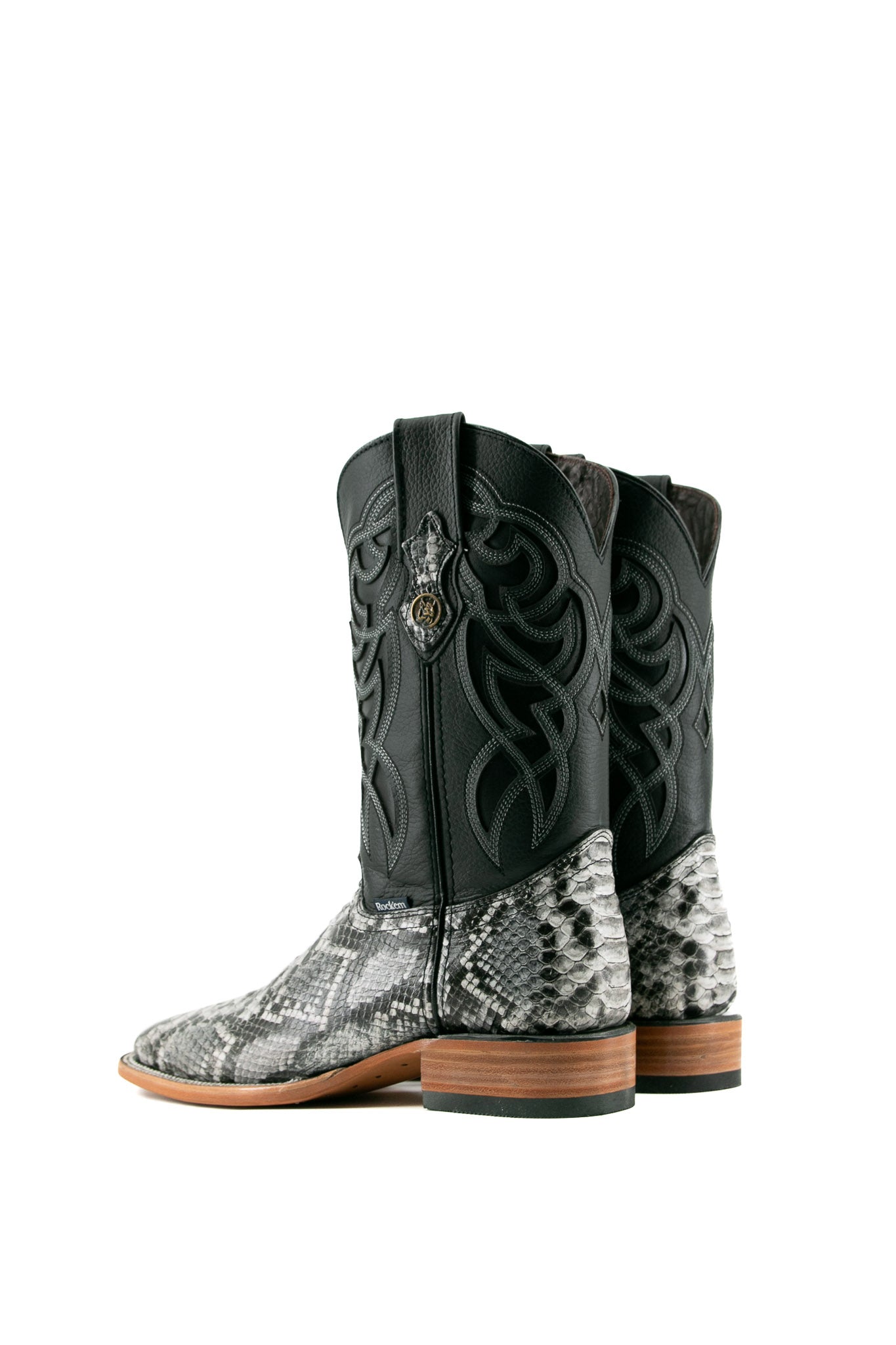 Premium Python Square Toe Cowboy Boots for Men - Western Style Leather Boots with Exotic Snake Skin - Perfect for Rodeo, Country Music Festivals & Western Fashion