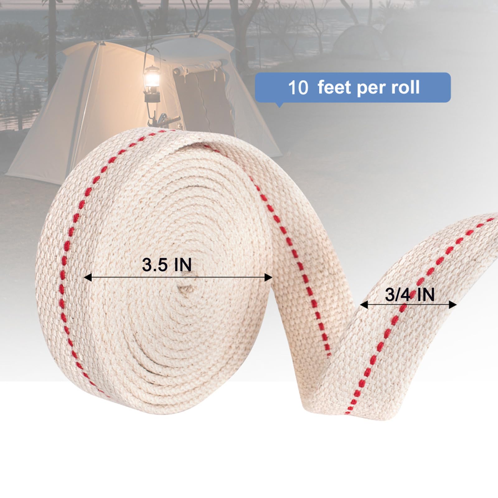 40FT Oil Lamp Wick - 3/4 Inch Flat Wick for Kerosene Lamps & Oil Lamps | Premium Replacement Wicks for Indoor Oil Lamps (10FT per Roll) | Perfect for Emergency Lighting, Camping, and Home Decor