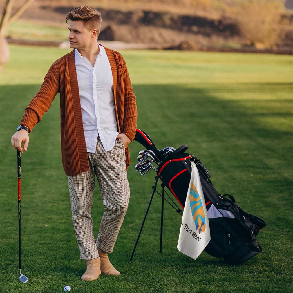 Father's Day Golf Towel - Soft Cotton Surf Board & Wave Print Beach Accessories - Perfect for Golf, Surfing, Beach Trips & Outdoor Sports Gifts