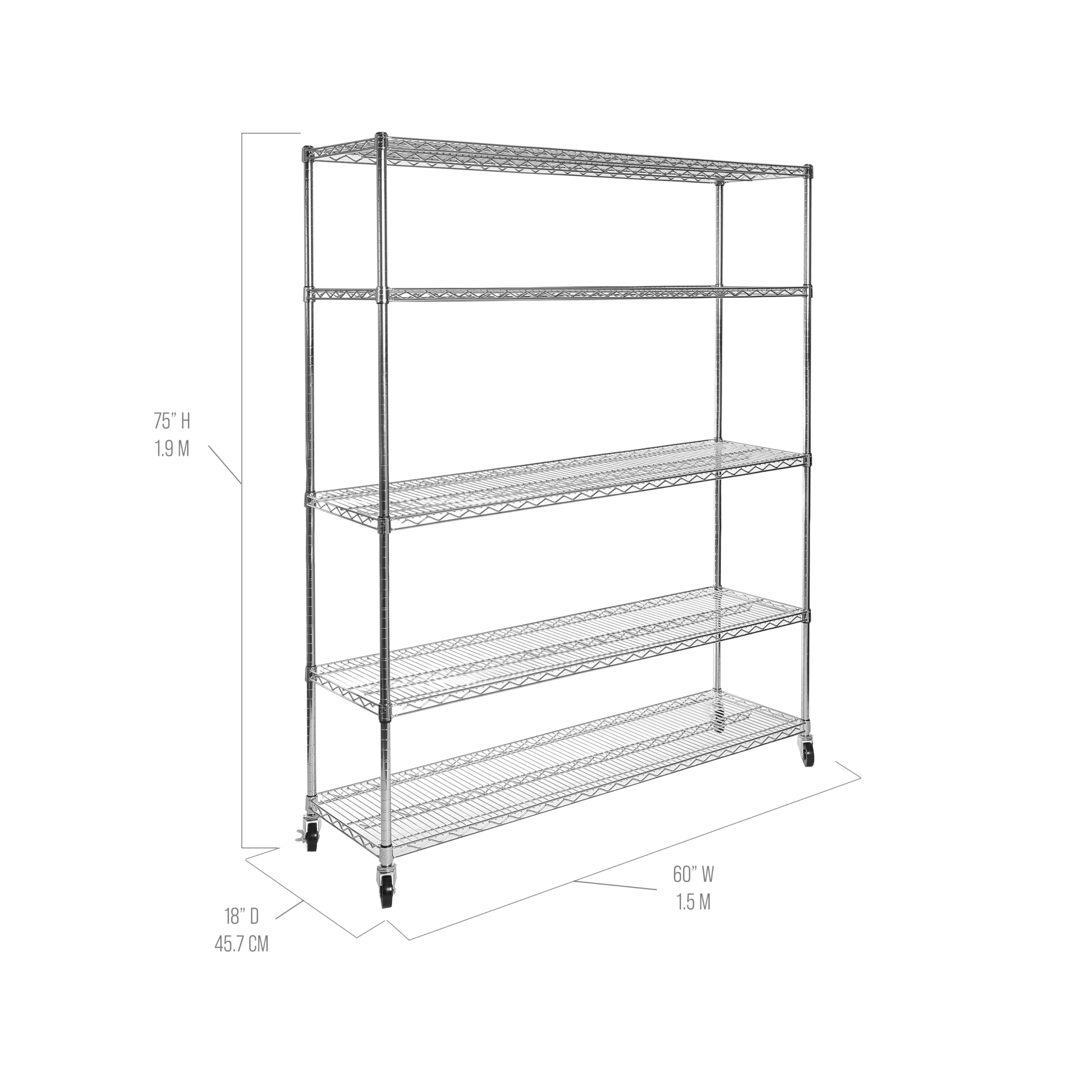 Seville Classics UltraDurable Heavy Duty NSF Solid Steel 5-Tier Wire Shelving Unit - 60