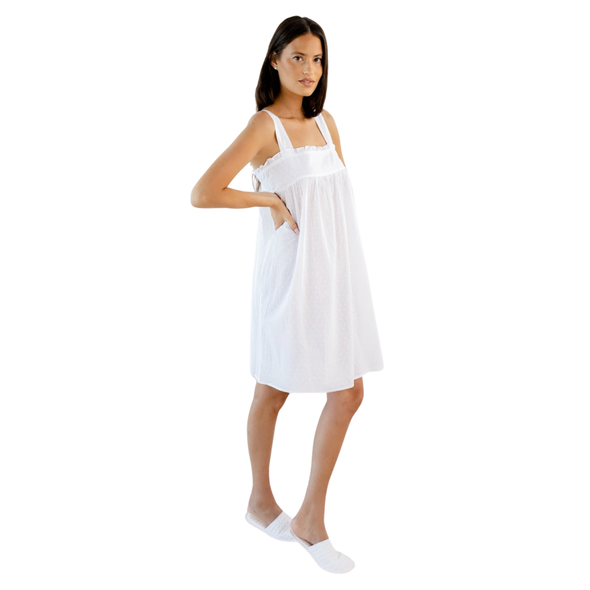 Annabelle White Cotton Nightgown for Women - Soft & Comfortable Sleepwear - Perfect for Relaxing at Home or Overnight Stays