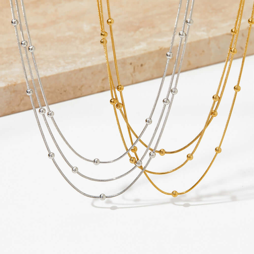 14K Gold Herringbone Beads Chain Necklace for Women - Dainty Layering Jewelry Gift for Her - Perfect for Everyday Wear, Date Night & Special Occasions | JDN6014