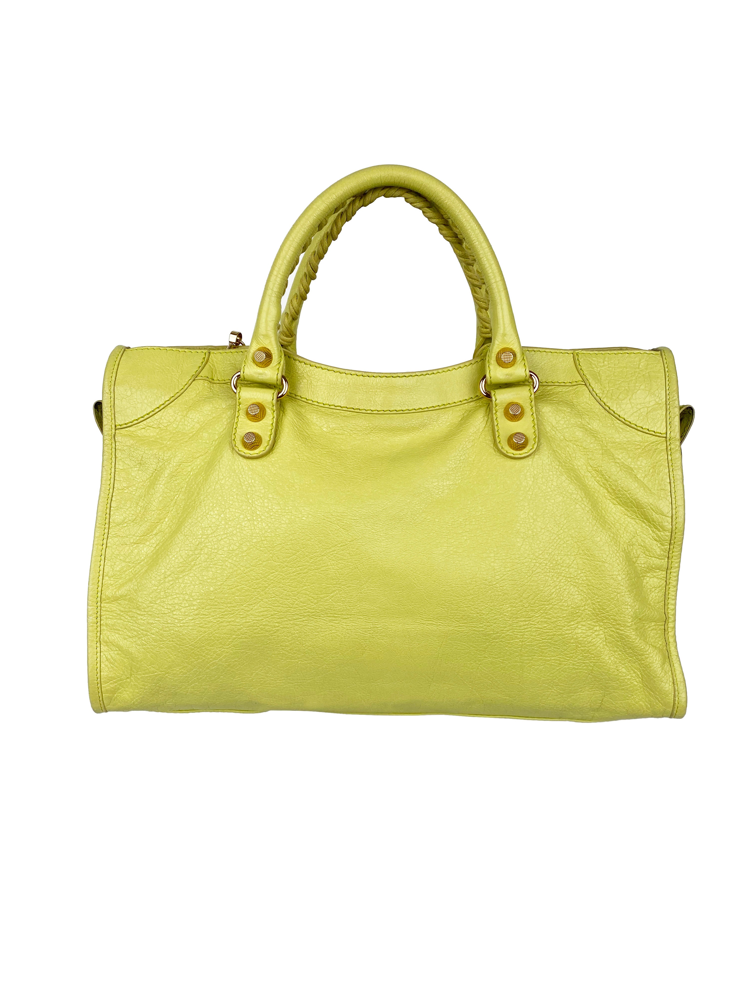 Balenciaga Pistachio Yellow Medium City Bag - Luxury Designer Handbag for Women | Perfect for Work, Travel & Everyday Use