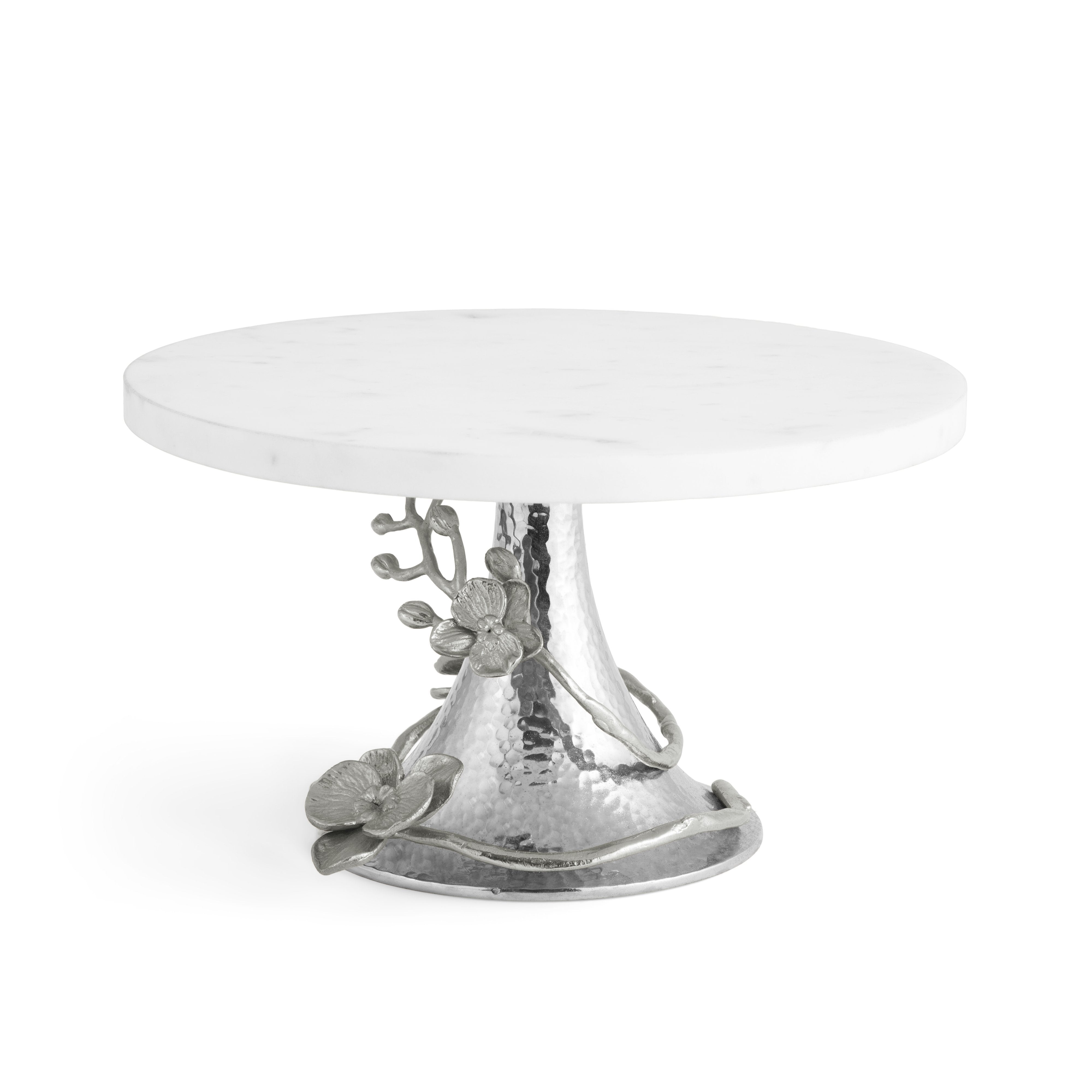 Elegant White Orchid Cake Stand - 12 Inch Round Tiered Dessert Display for Weddings, Parties & Home Decor