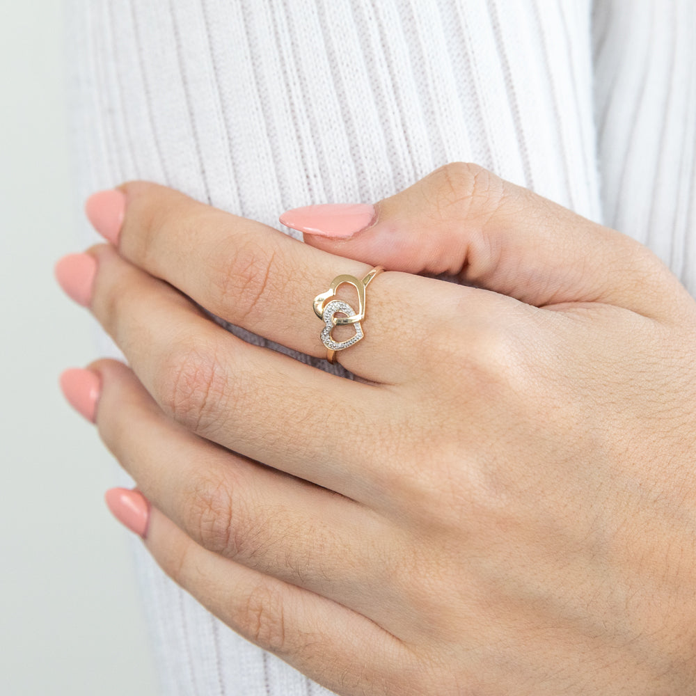 9ct Superb Yellow Gold 2 Diamonds Ring for Women - Elegant Wedding, Engagement & Anniversary Jewelry Gift - Perfect for Special Occasions & Romantic Moments