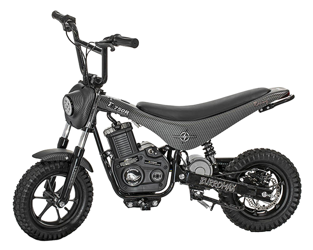 Burromax TT750R 36V 750W Electric Dirt Bike for Kids - Off-Road Lithium Ion Powered Mini Motorcycle - Matte Black Carbon Fiber Design - Perfect for Backyard Trails, Off-Road Adventures & Outdoor Play