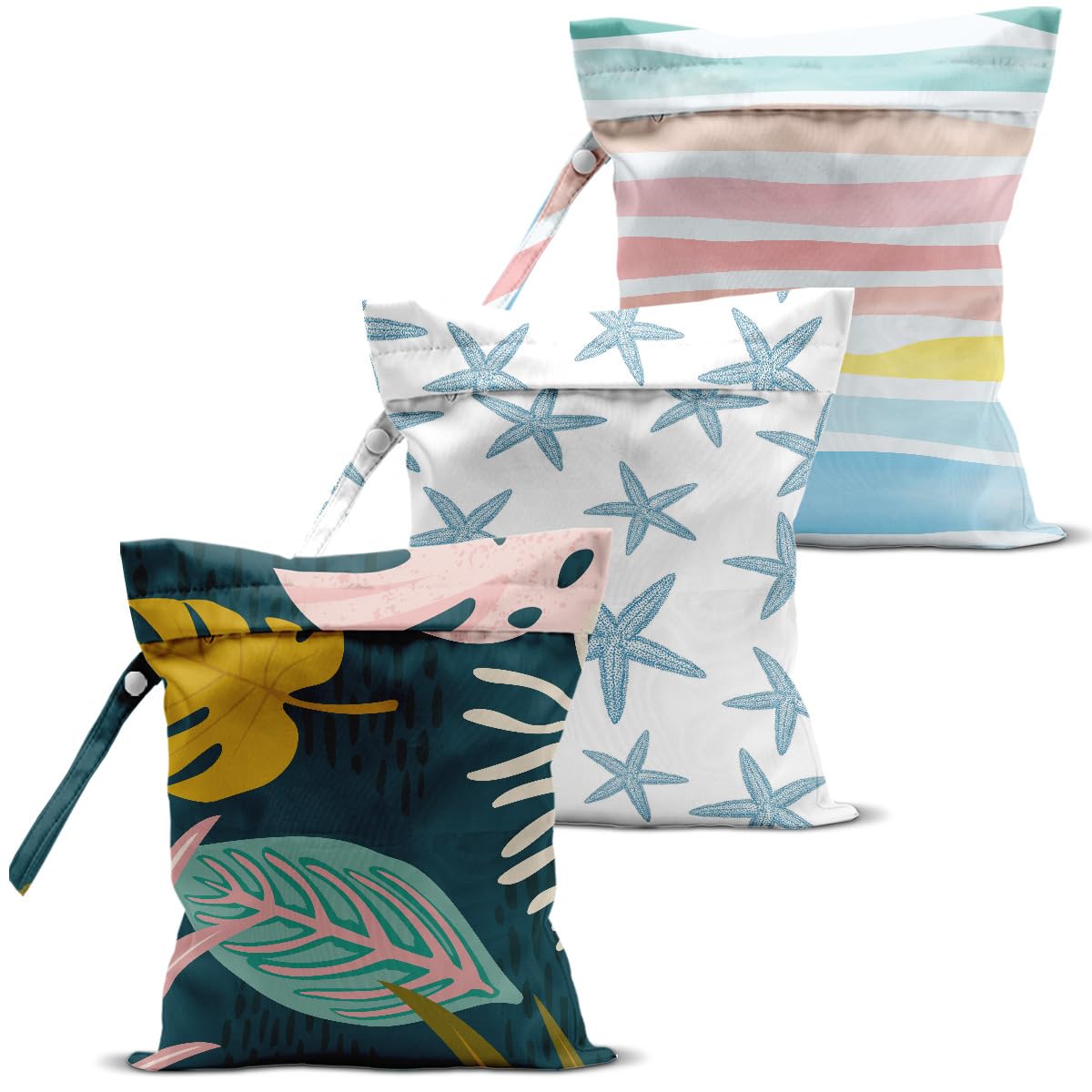 3 Pack Waterproof Wet Dry Bags - Reusable Small Laundry Bags for Swimsuits, Diapers & Beach Essentials | Perfect for Pool, Beach, Cruise Travel & Gym | Women's Travel Accessories & Makeup Organizer