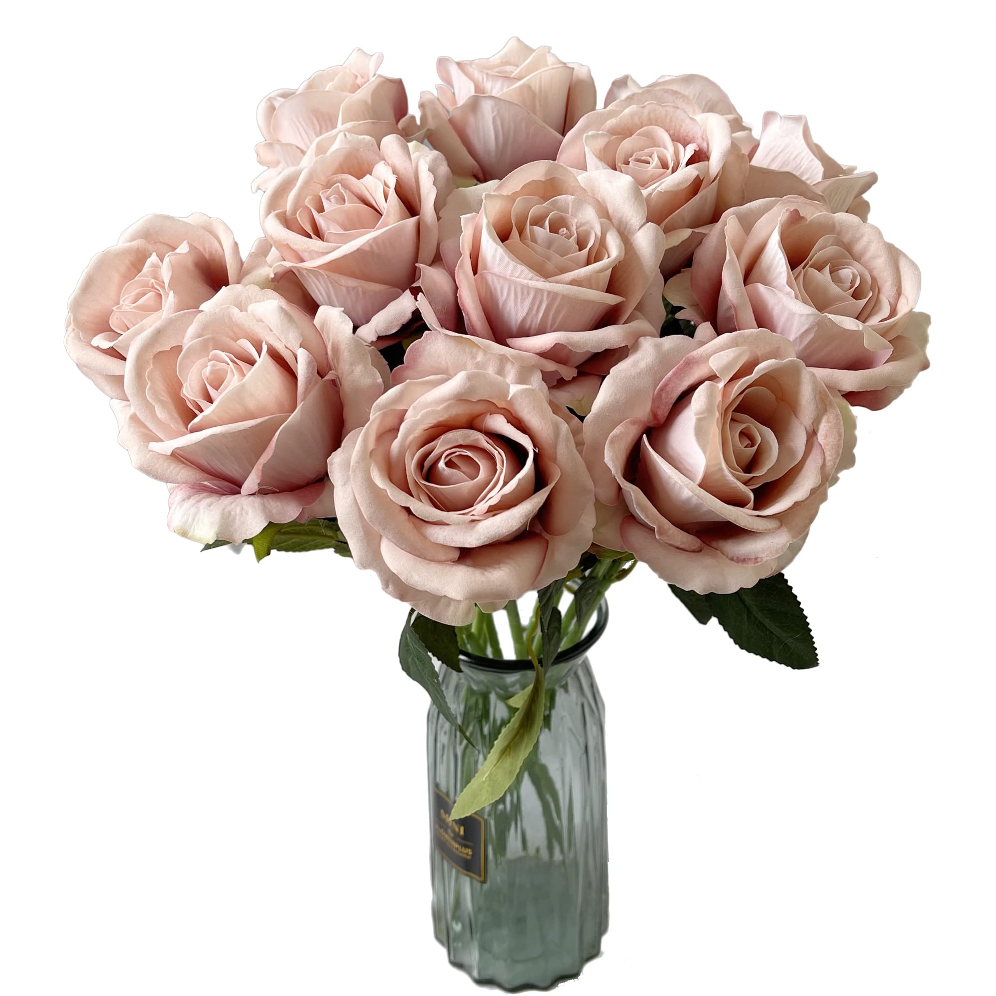 12 Pcs Artificial Silk Roses - Real Touch Faux Rose Flowers with Long Stems for Wedding Bouquets, Home Decor, Party & Garden Floral Arrangements - Elegant Centerpieces for Tables, Vases & DIY Crafts