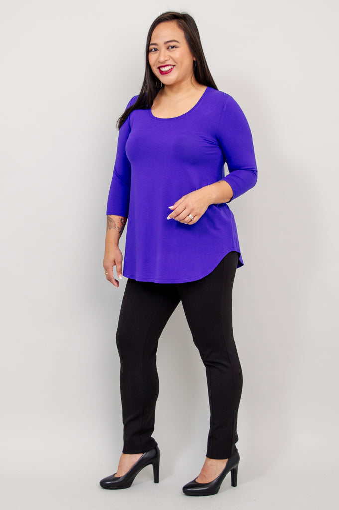 Jazz 3/4 Sleeve Women's Tops - Soft Bamboo Fabric in Violet Purple - Perfect for Yoga, Dance & Casual Wear