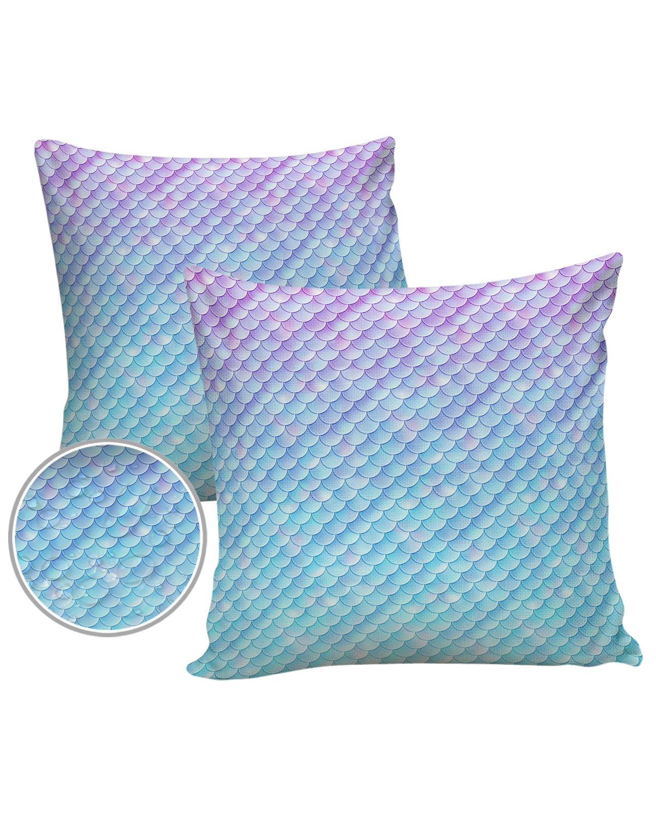 18x18 Inch 2-Pack Mermaid Scale Ombre Pillow Covers - Blue Purple Gradient Decorative Throw Pillow Cases for Sofa, Couch, Bed & Living Room - Elegant Home Decor for Indoor & Outdoor Use