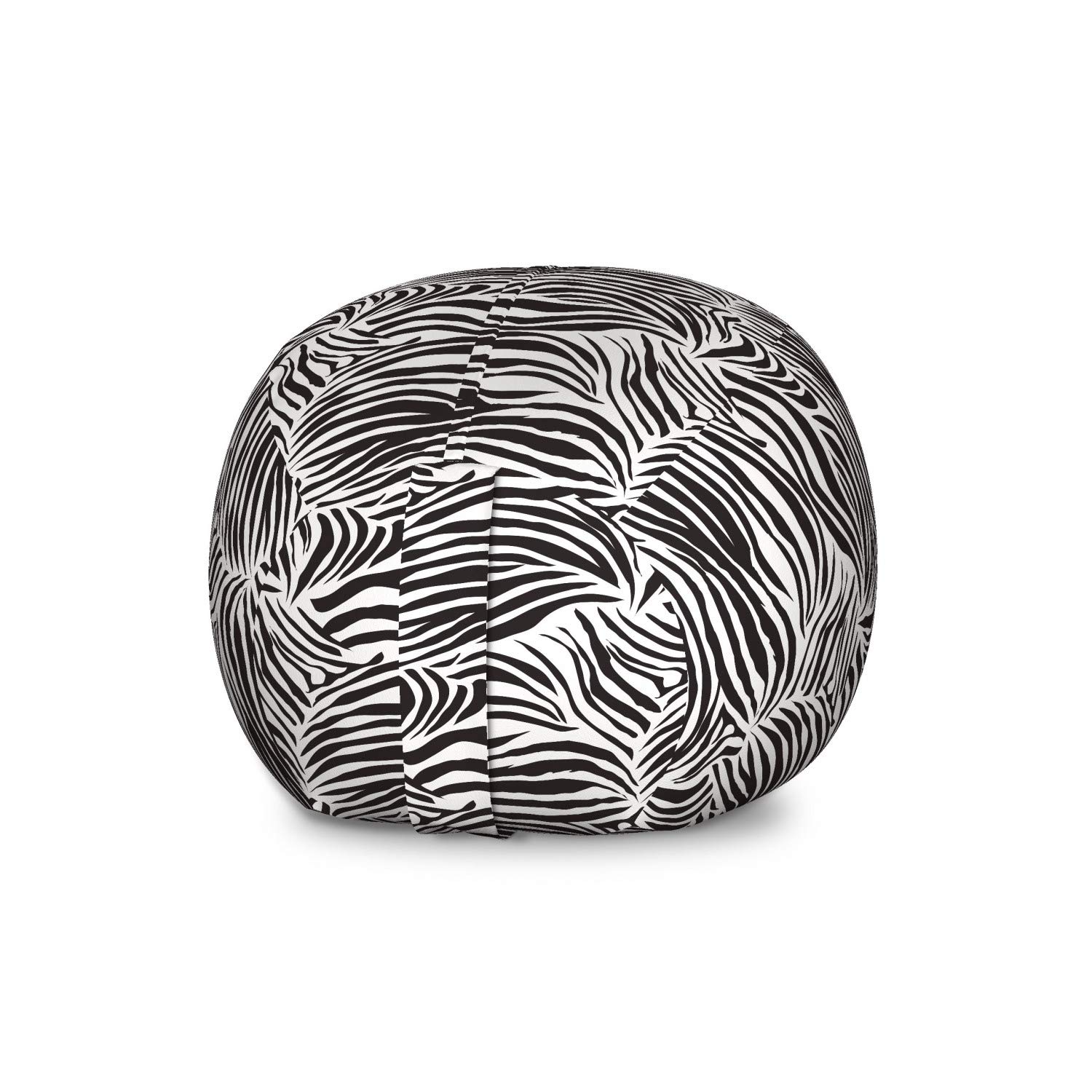 Ambesonne Zebra Print Storage Toy Bag Chair - Large Washable Stuffed Animal Organizer with Striped Wildlife Design - Perfect for Kids' Room, Playroom & Nursery Organization