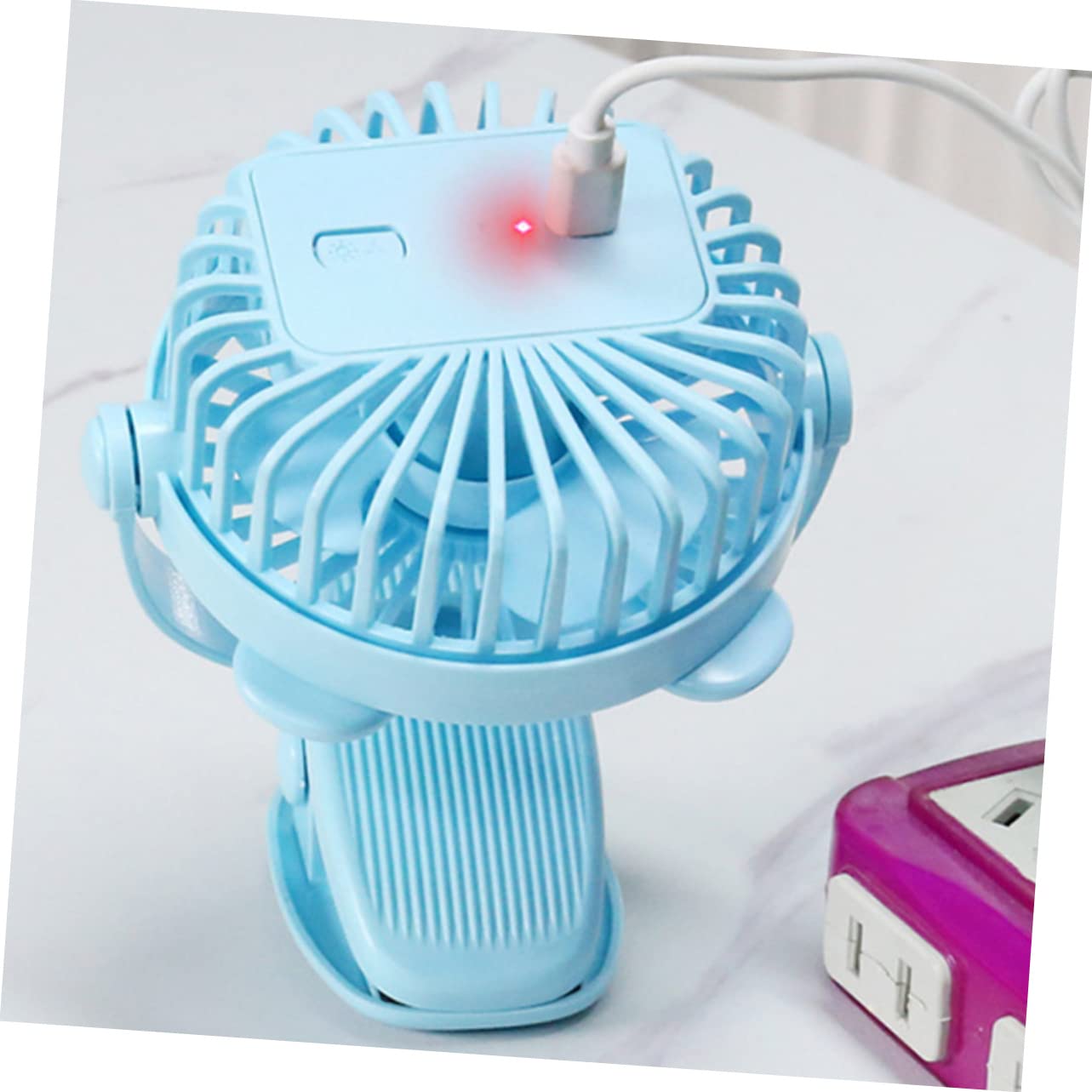 VICASKY Clip-On Stroller Fan with USB Charging & Colorful LED Light - Portable Baby Stroller Fan for Outdoor, Travel, Nursery & Car Seat Use