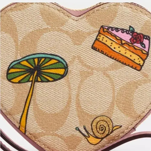 NWT COACH X Observed By Us Heart Coin Case - Signature Canvas & Leather Crossbody Bag for Women | Perfect for Everyday Use, Parties & Travel