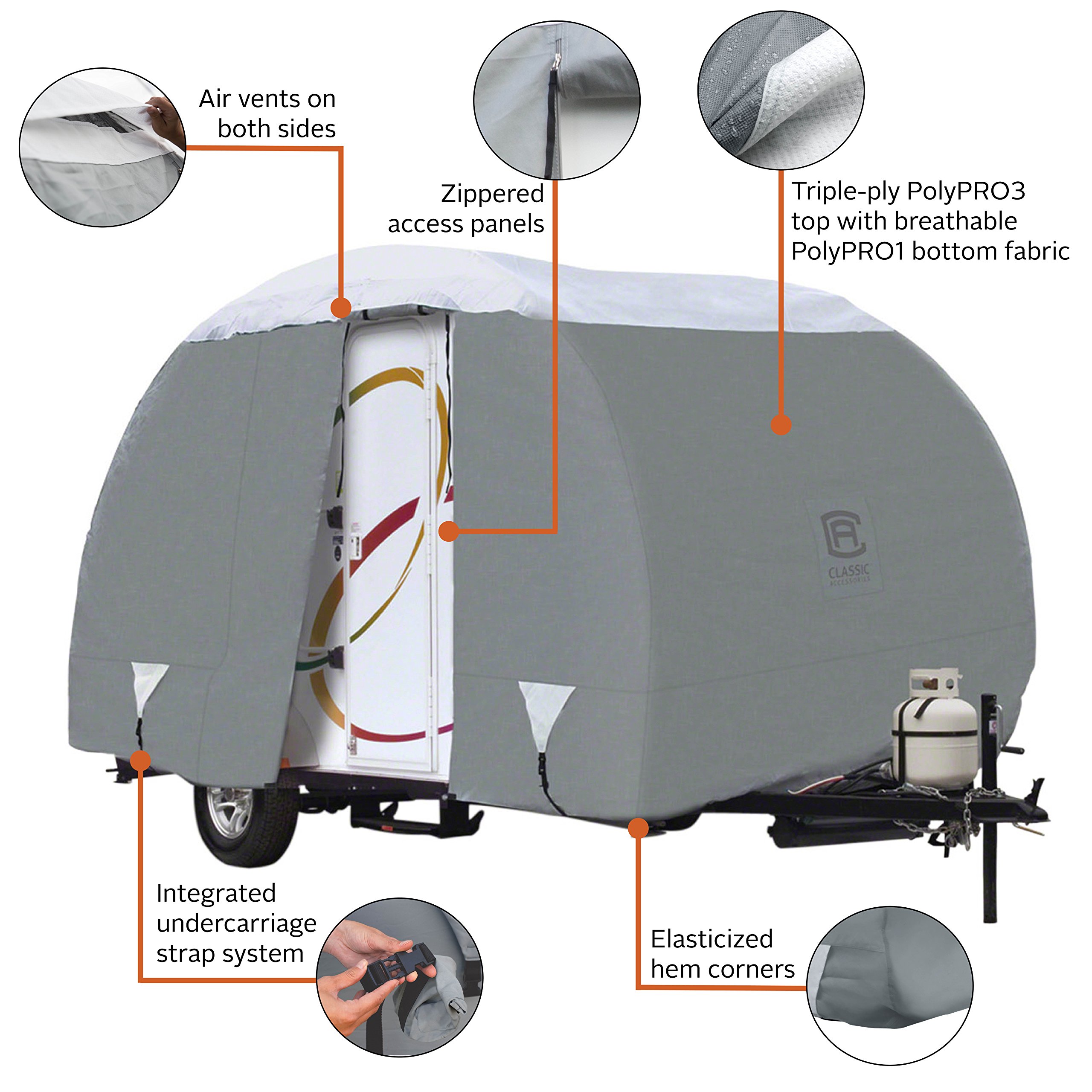 Classic Accessories Over Drive PolyPRO3 Deluxe R-Pod Travel Trailer Cover 16' 2