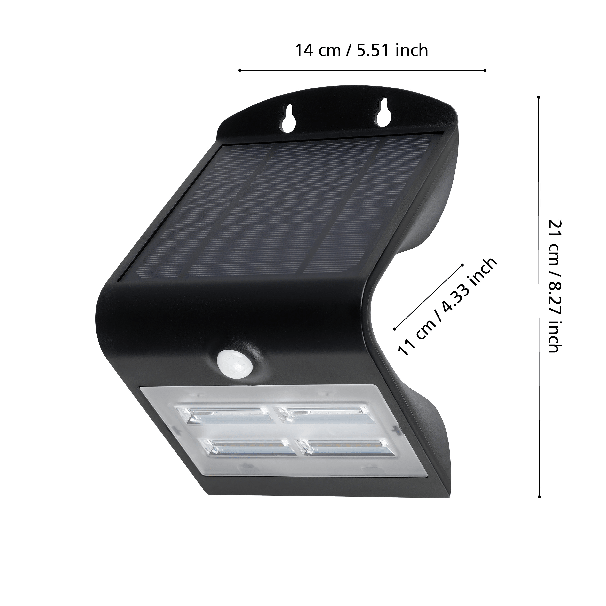 Eglo Lamozzo Black Solar Powered Outdoor Wall Light - Energy Efficient Waterproof Exterior Lighting for Garden, Patio, and Pathway