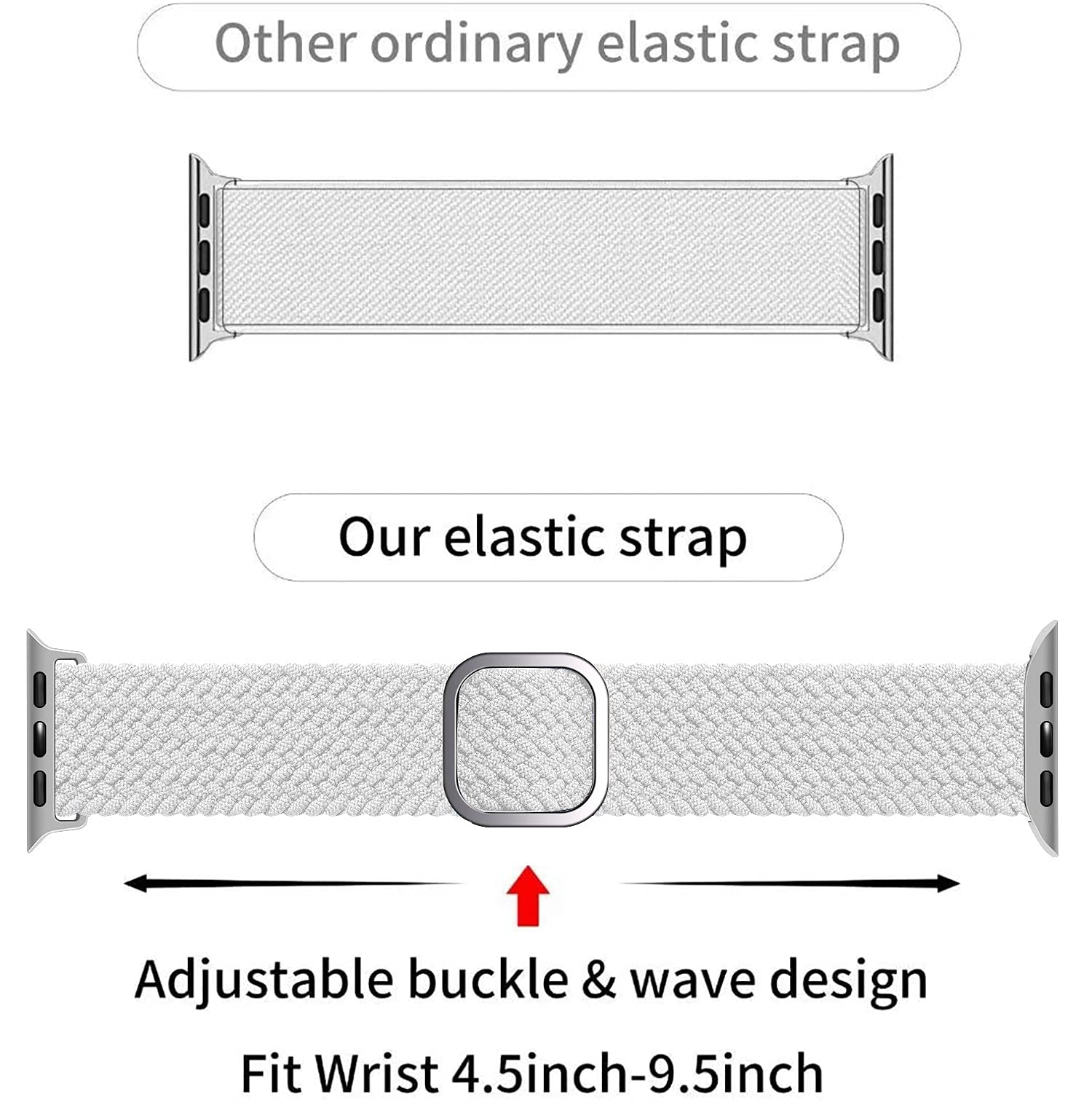 Stretchy Solo Loop Band for Apple Watch 45mm 44mm 42mm - Adjustable Nylon Braided Sport Strap Compatible with iWatch Series 7/6/5/4/3/2/1/SE - Perfect for Workouts, Running & Everyday Wear (Unisex for Men & Women)