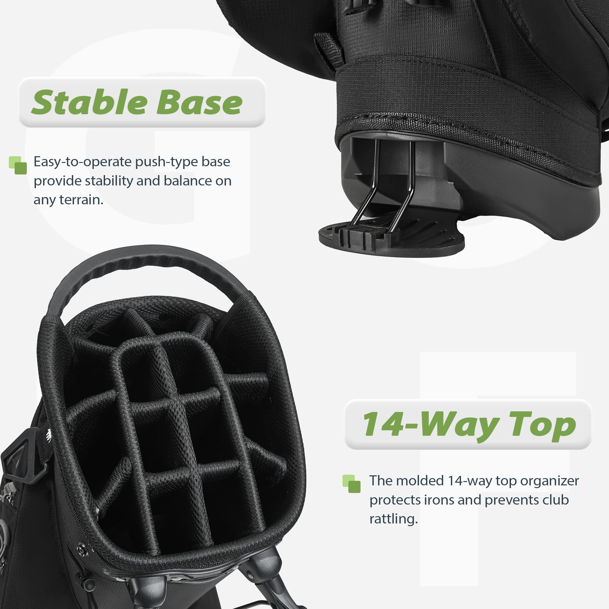 14-Way Golf Stand Bag - Lightweight & Durable Golf Club Bag for Men & Women - Perfect for Walking the Course & Weekend Golfers