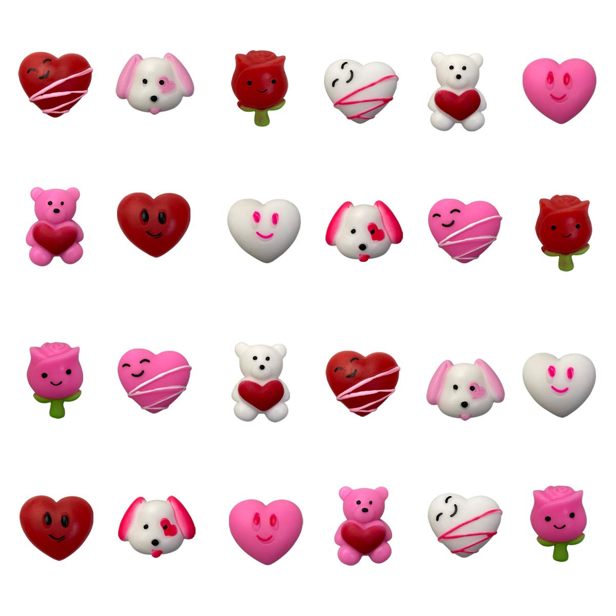 24-Piece Valentine's Day Mochi Squishy Toys Set - Cute Kawaii Stress Relief Squishies for Kids, Classroom Prizes, Party Favors & School Gifts (Perfect for Valentine's Exchange, Birthday Parties & Sensory Play)