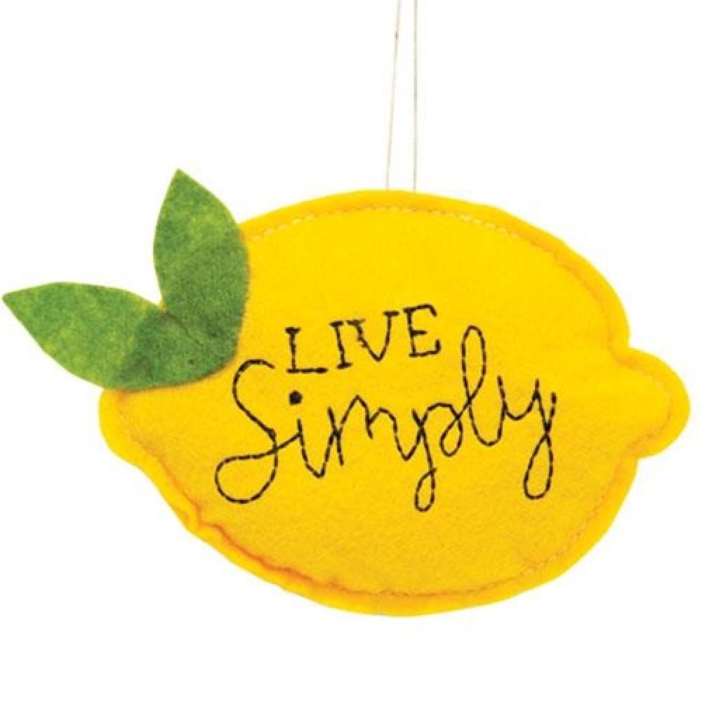 Live Simply Felt Lemon Ornament - Handmade Lemon Shaped Felt Decor for Christmas Tree, Home, Party & Wedding Decorations