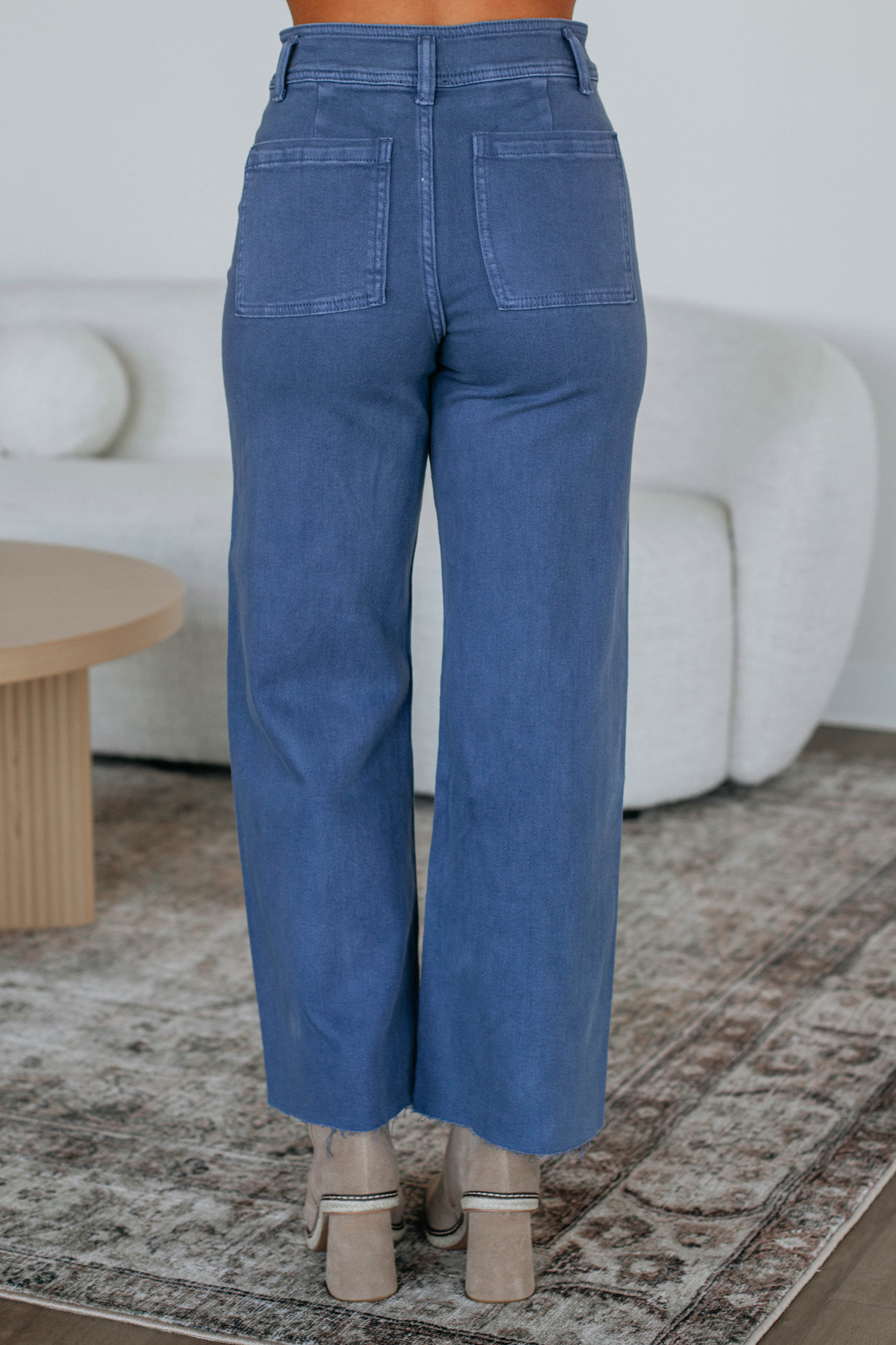 Linsley Women's Wide Leg Pants - Stormy Blue High Waisted Lounge Pants for Casual Wear & Work Office Outfits