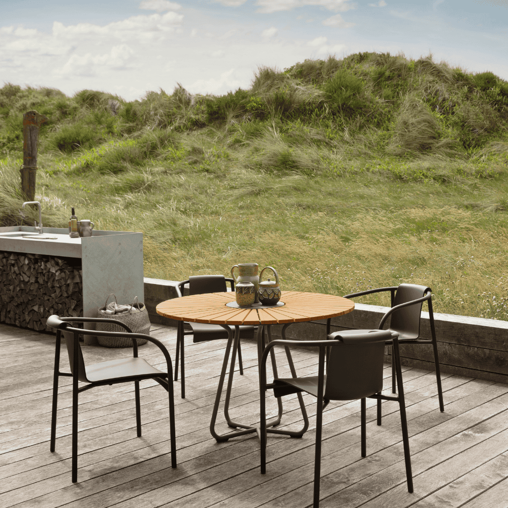 Round Outdoor Dining Table - Weatherproof Patio Furniture for Garden, Backyard, and Poolside Gatherings