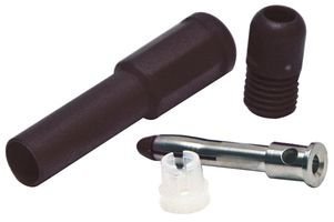 Mueller Electric BU-32603-0 4mm Shrouded Banana Plug, 20A Current Rating, Black Insulated Connector for Test Leads, Speaker Wires & Electrical Projects - Perfect for DIY Electronics, Lab Equipment & Audio Systems
