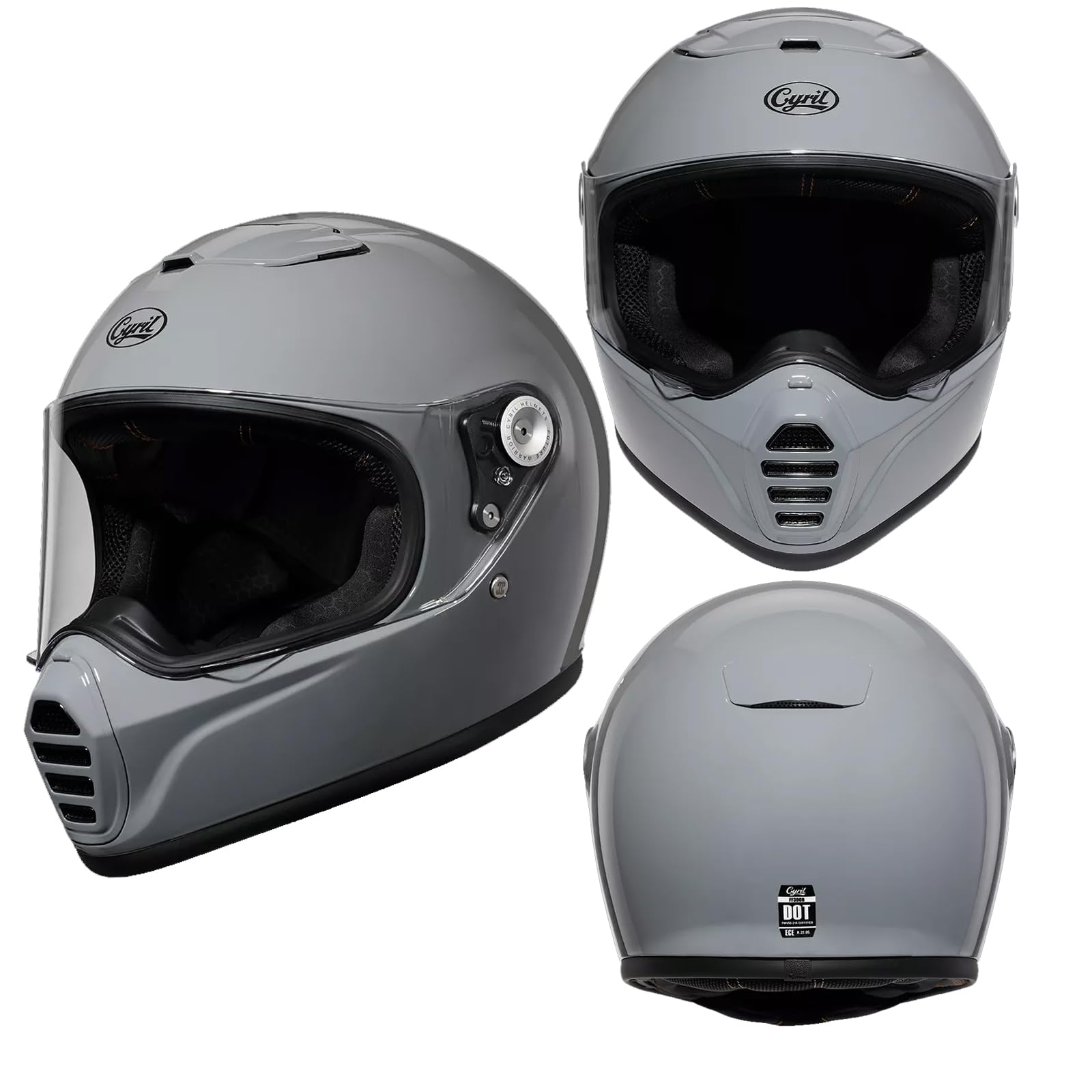 DOT Approved C300 Motorcycle Helmet for Adults - Dual-Layer Filter & Bluetooth Compatible - Unisex Off-Road Motocross Helmet (Grey, Size S) - Perfect for Street Riding, Dirt Biking & Adventure Touring