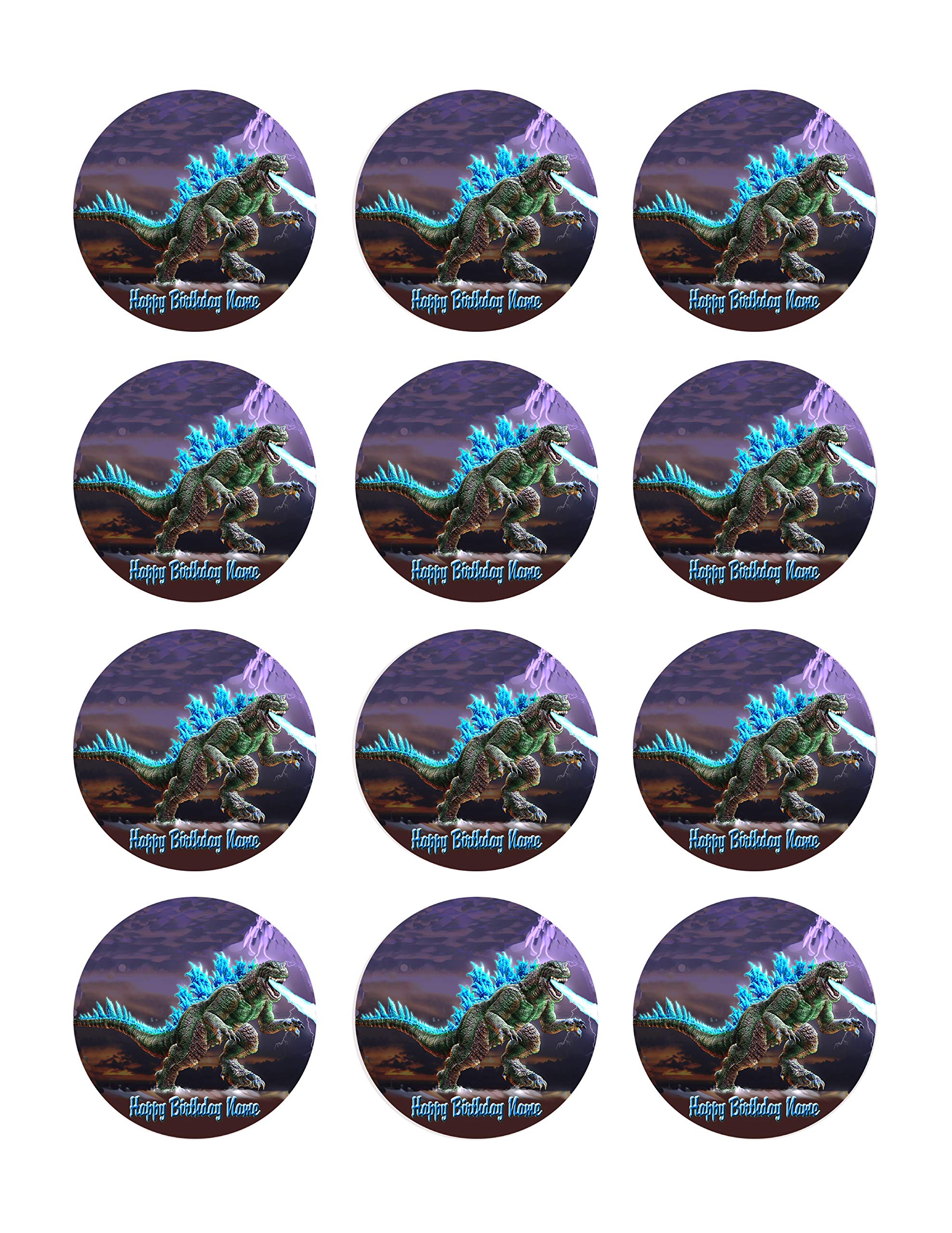 Edible Godzilla Cupcake Toppers - 2 Inch Decorations (12 Pieces per Sheet) for Birthday Parties, Baby Showers & Themed Celebrations