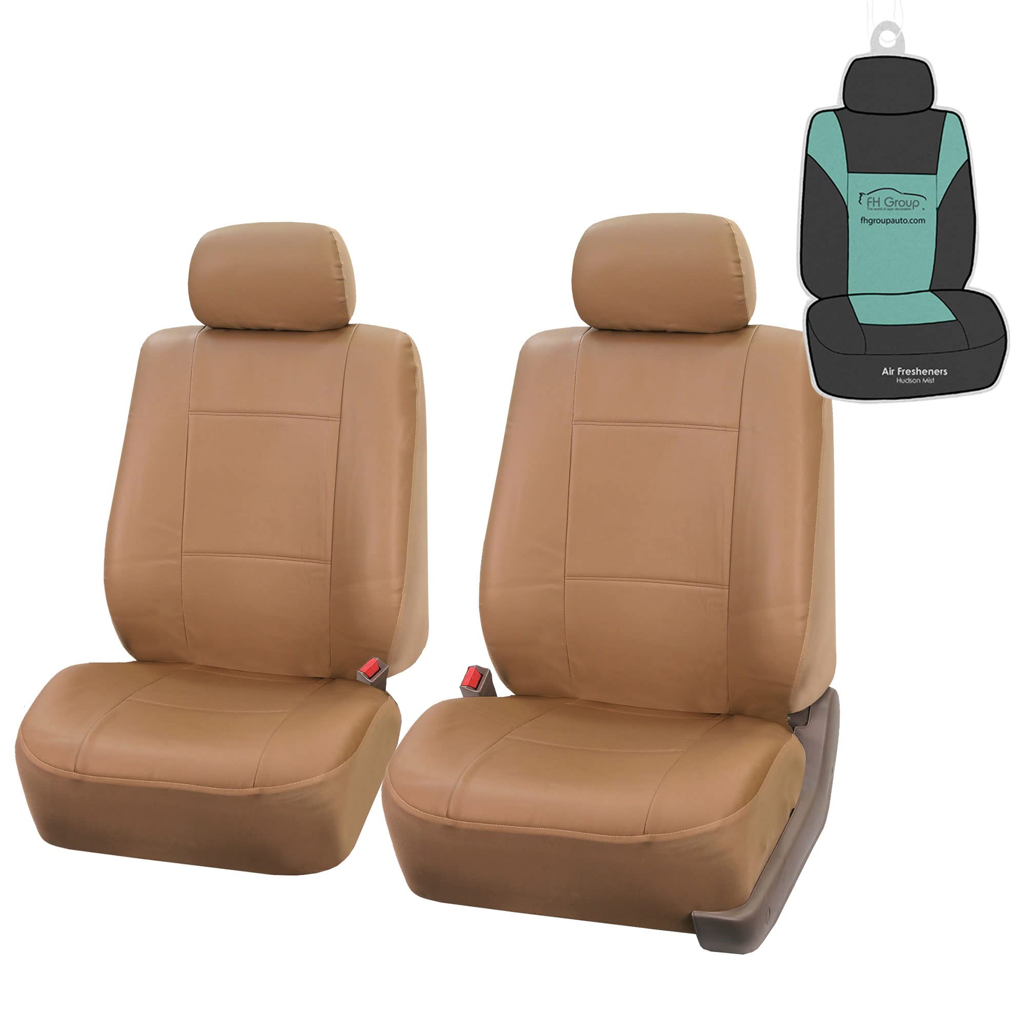 Premium PU Leather Car Seat Covers Front Set - Universal Fit for Cars, Trucks & SUVs | FH Group Automotive Interior Accessories | Perfect for Daily Commute, Road Trips & Vehicle Protection