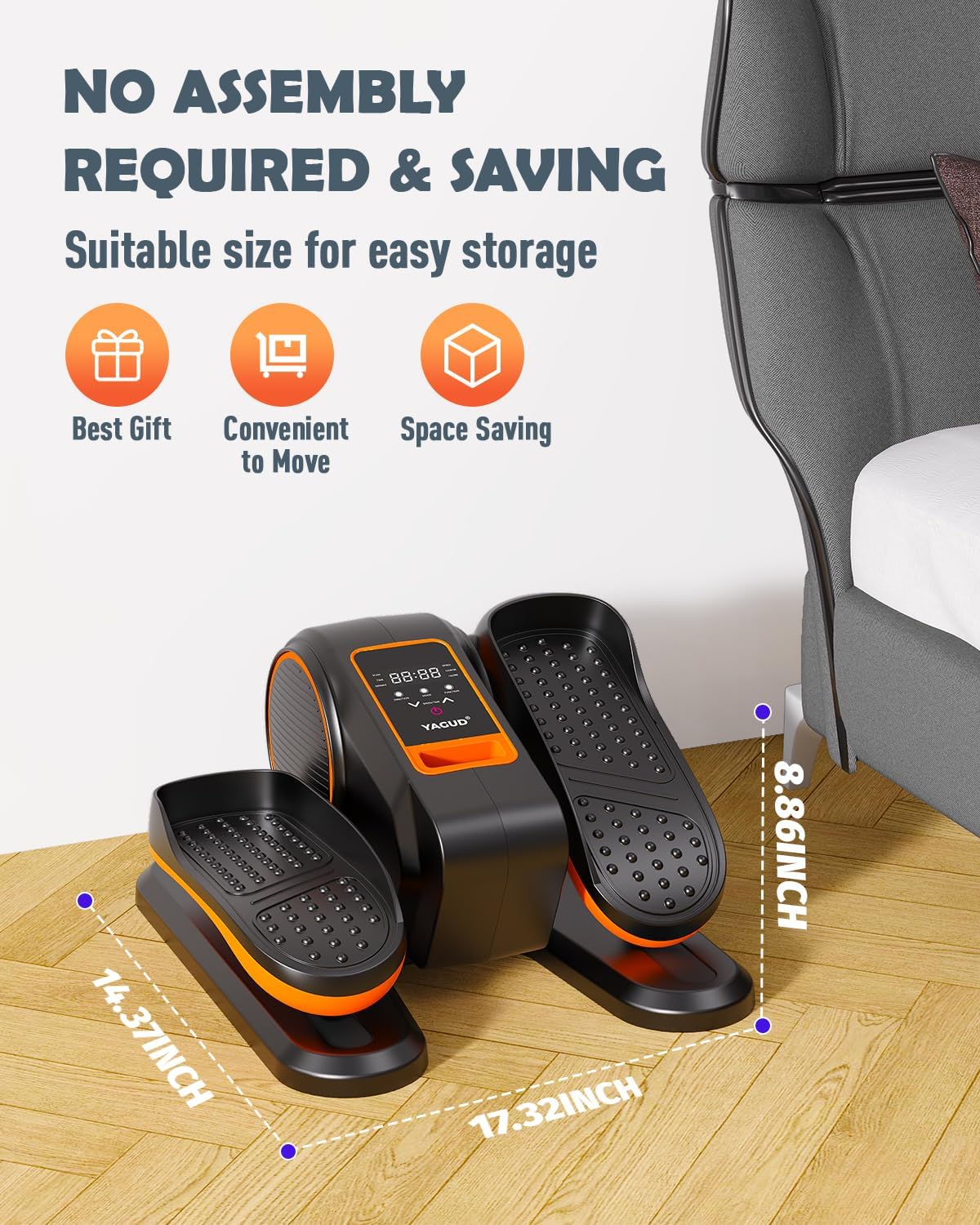 Under Desk Elliptical Machine - Electric Leg Exerciser for Seniors with 12 Adjustable Speeds, Quiet & Portable Seated Pedal Trainer with Remote Control - Perfect for Home Office, Physical Therapy & Low-Impact Workouts