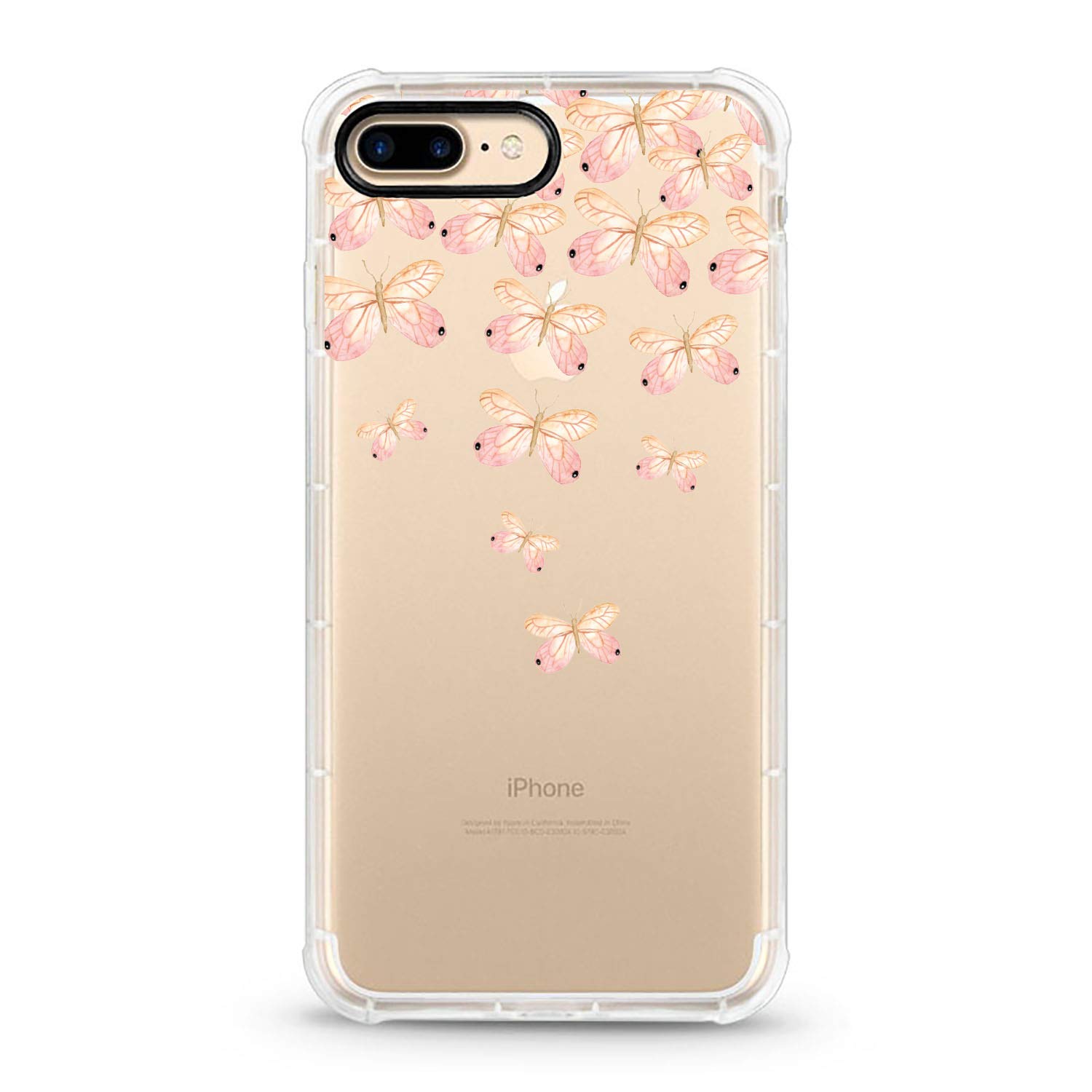 OTM Essentials Hybrid Clear Rugged Edge Phone Case Compatible with iPhone 7 Plus/8 Plus - Butterfly Dreams Design | Shockproof Protective Cover for Everyday Use & Outdoor Activities