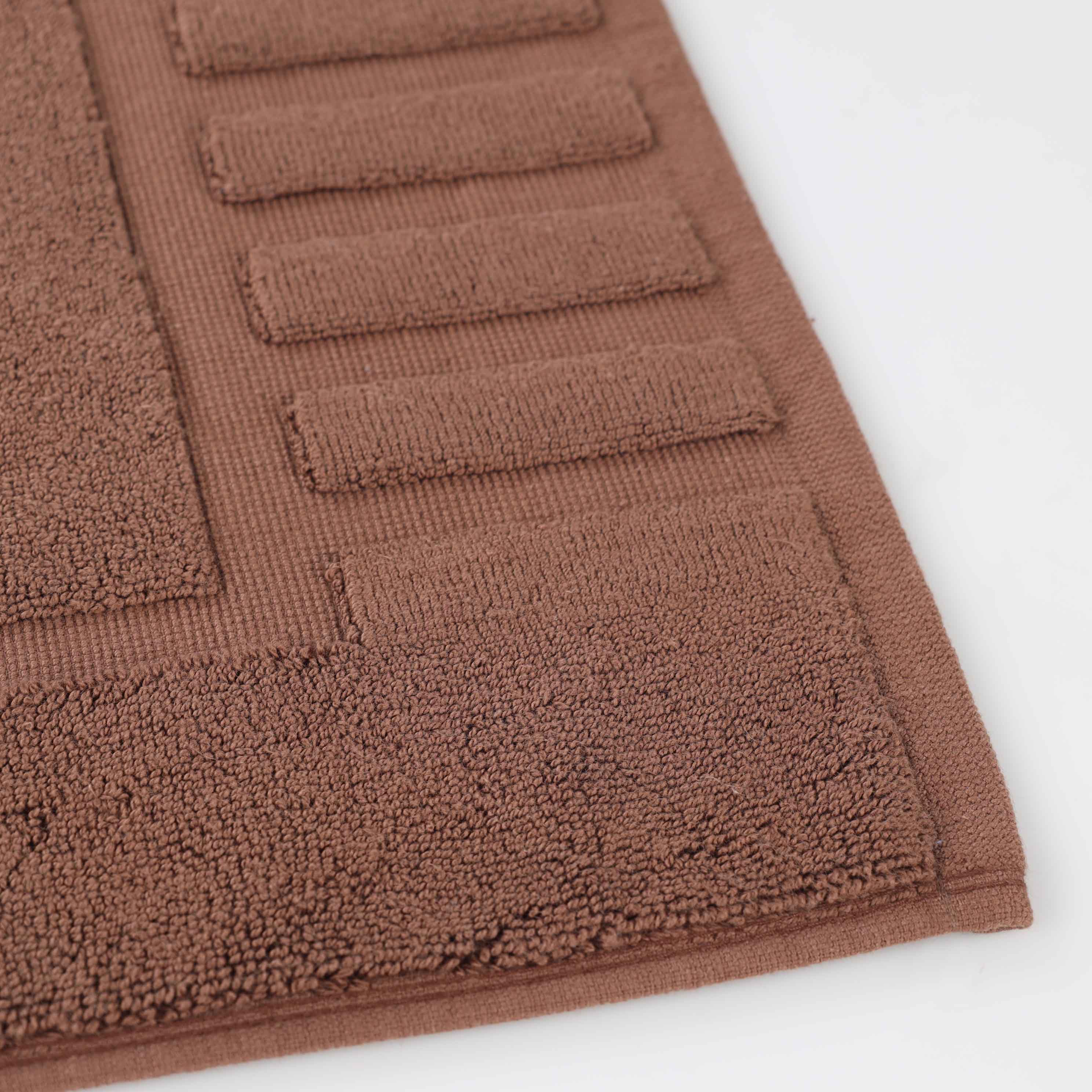 Premium Cotton Modern Geometric Border Bath Mat Set of 2 - Ultra Absorbent, Non-Slip, Quick Dry Bathroom Rug for Bath, Shower & Vanity Area