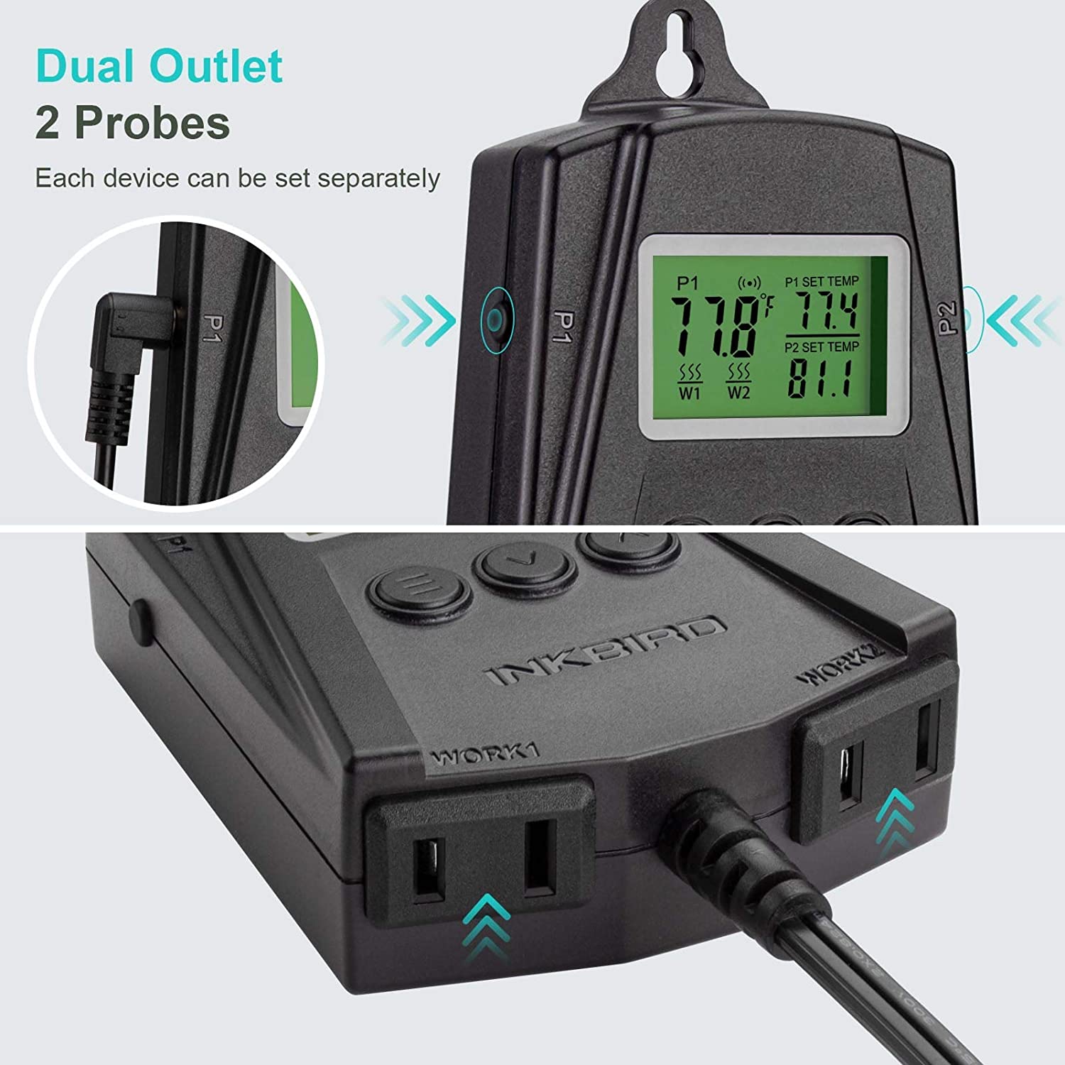 IPT 2CH Dual Channel Digital Temperature Controller - Precise Thermostat for Home Brewing, Aquariums & Reptile Tanks