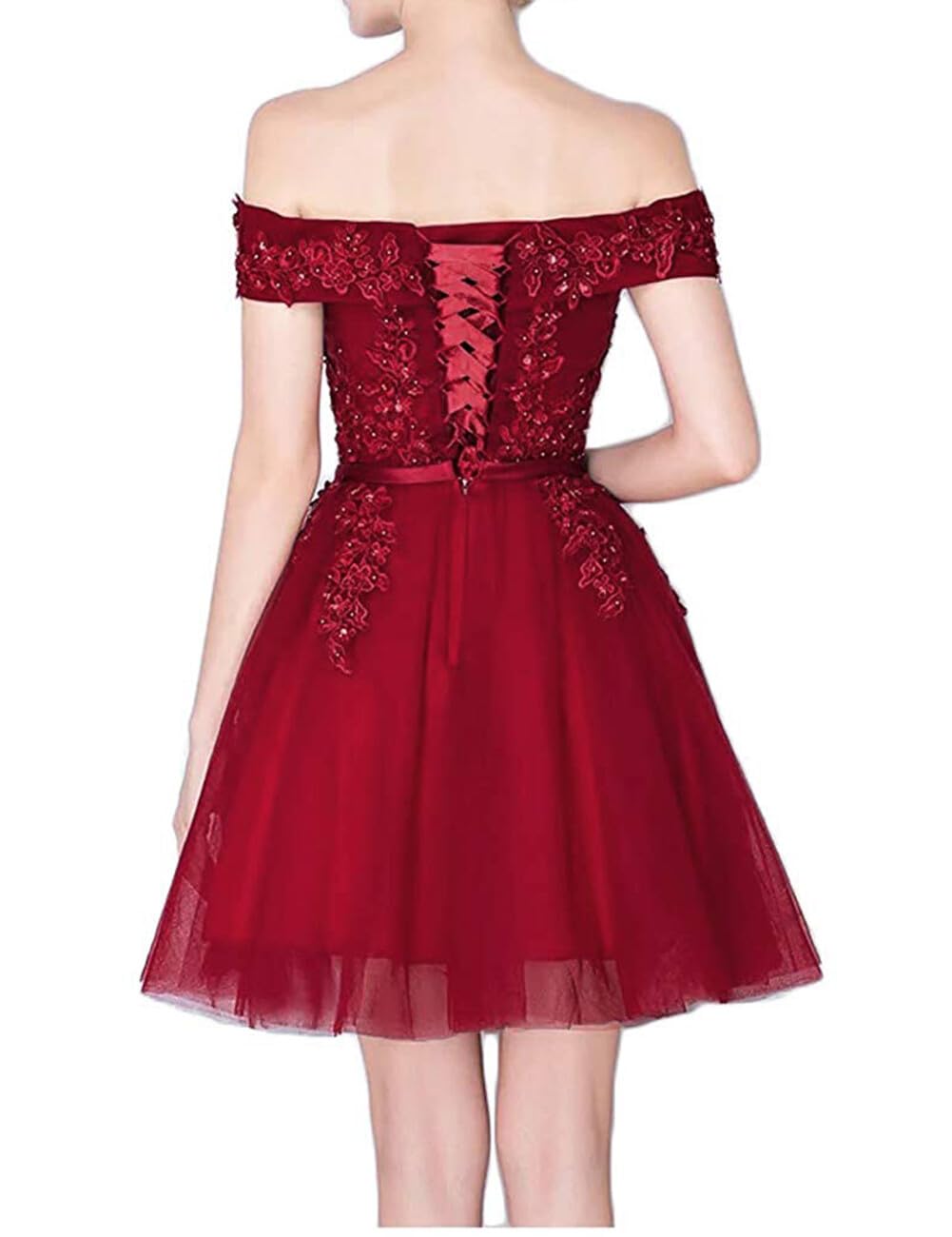 JAEDEN Elegant Lace Short Homecoming Dress - Tulle Prom Dress for Teens | Perfect for HOCO, School Dances & Special Occasions