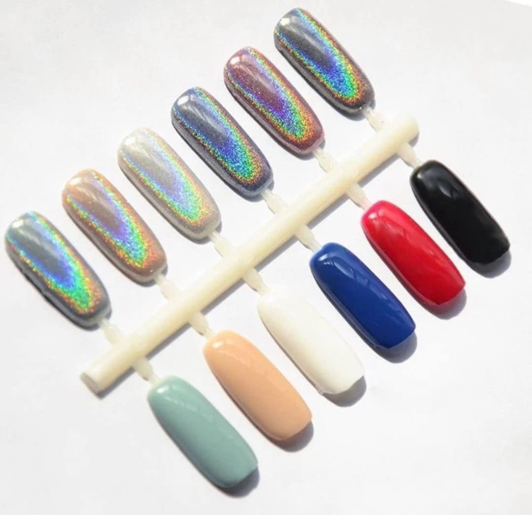NAILSBAR Professional Holographic Laser Rainbow Nail Chrome Powder Dust - Metallic Pigments for Nail Art Decoration & Manicure - Perfect for Salon, Home DIY, and Special Occasion Nail Designs