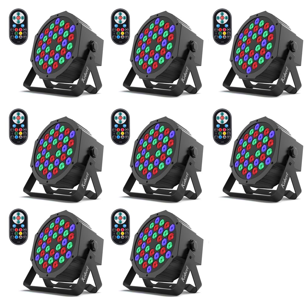 36 LED DJ Stage Par Lights - Sound Activated RGB Lighting with 9 Dynamic Modes, Remote & DMX Control - 8 Pack for Nightclubs, Parties, Concerts and Home Entertainment