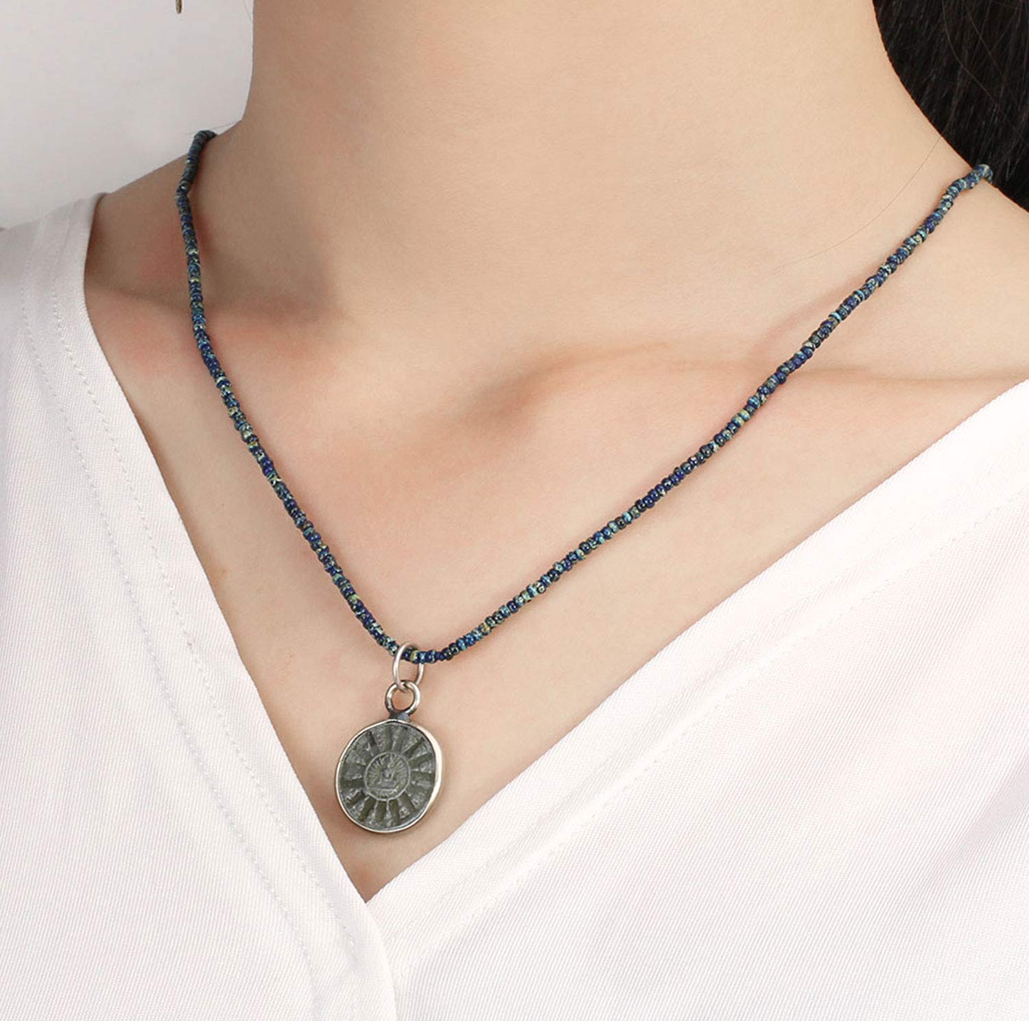 KELITCH 925 Sterling Silver Adjustable Buddha Necklace for Women - Spiritual Jewelry for Meditation, Yoga & Daily Wear