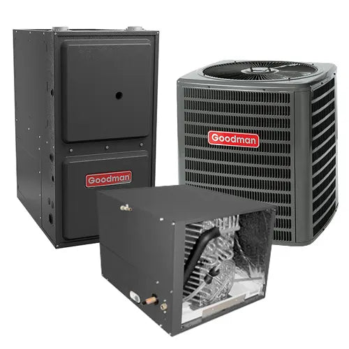Goodman 3.0 Ton 14.5 SEER GM9S960804CN Gas Furnace and CHPT4860D4 Air Conditioner System with GSXN403610 - Perfect for Home Heating and Cooling in All Seasons