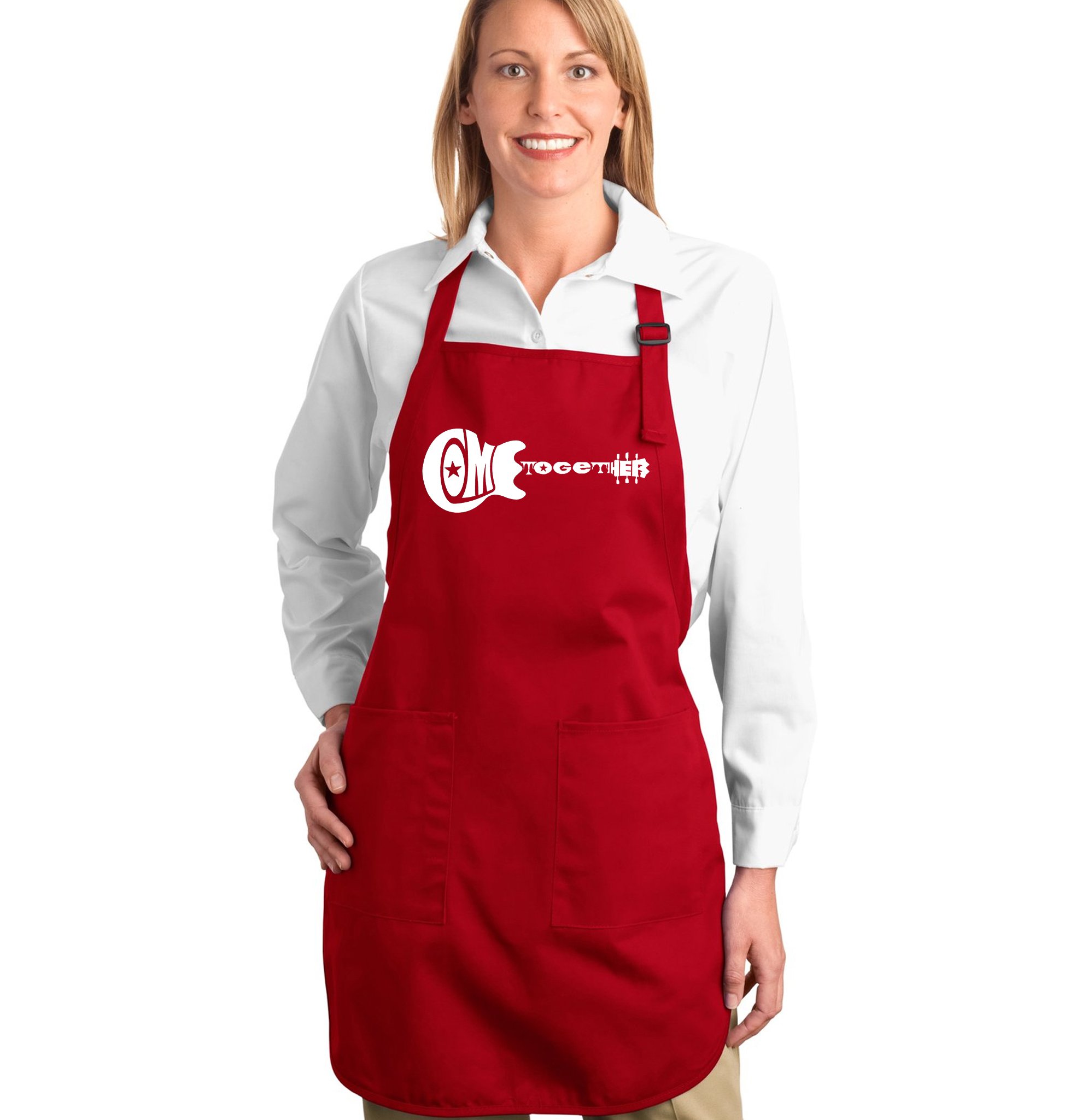 LA POP ART Word Art Apron - Come Together - Vintage Style Kitchen Apron for Cooking, Baking & BBQ - Perfect Gift for Home Chefs & Beatles Fans