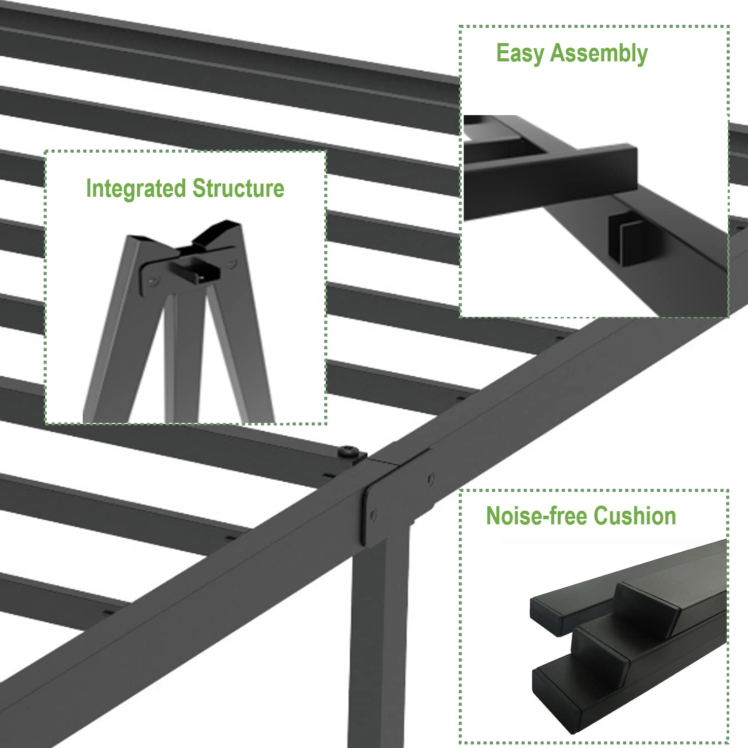 Heavy Duty Twin XL Platform Bed Frame with Storage - 14 Inch Steel Slat Support, No Box Spring Needed, Easy Assembly, Headboard Compatible, Black - Perfect for Small Bedrooms, Dorms, and Guest Rooms