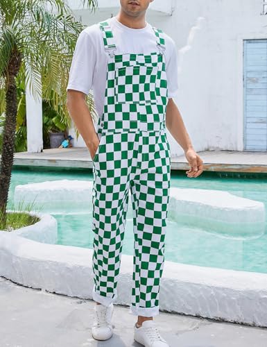 Overalls for Men - Green Checkered