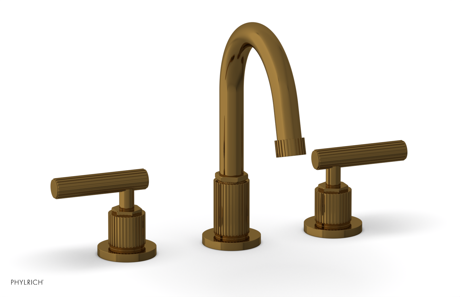 DUSTRIE Widespread Bathroom Faucet with Lever Handle - Grooved Design 370 02 for Modern Vanity Sinks and Powder Rooms