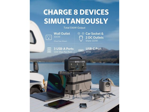 Anker 533 Portable Power Station 389Wh/300W - Solar Generator for Camping, RV, Emergencies & Outdoor Adventures - Compact & Lightweight Backup Battery with Pure Sine Wave Inverter