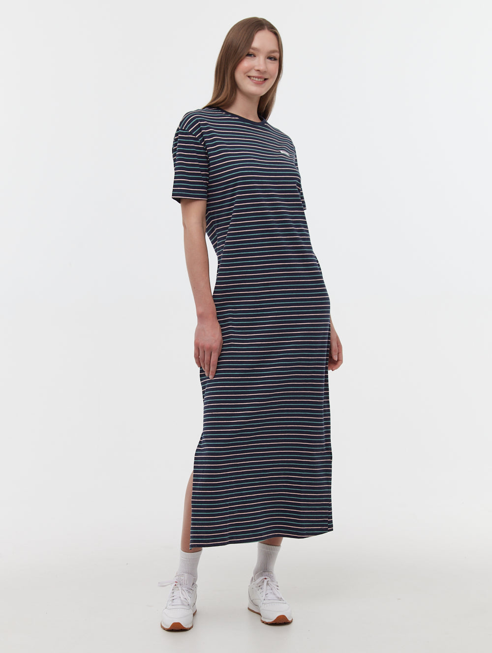 Marri Striped T-Shirt Maxi Dress for Women - Casual Summer Beach Dress with Long Sleeves - Perfect for Vacations, Parties, and Everyday Wear