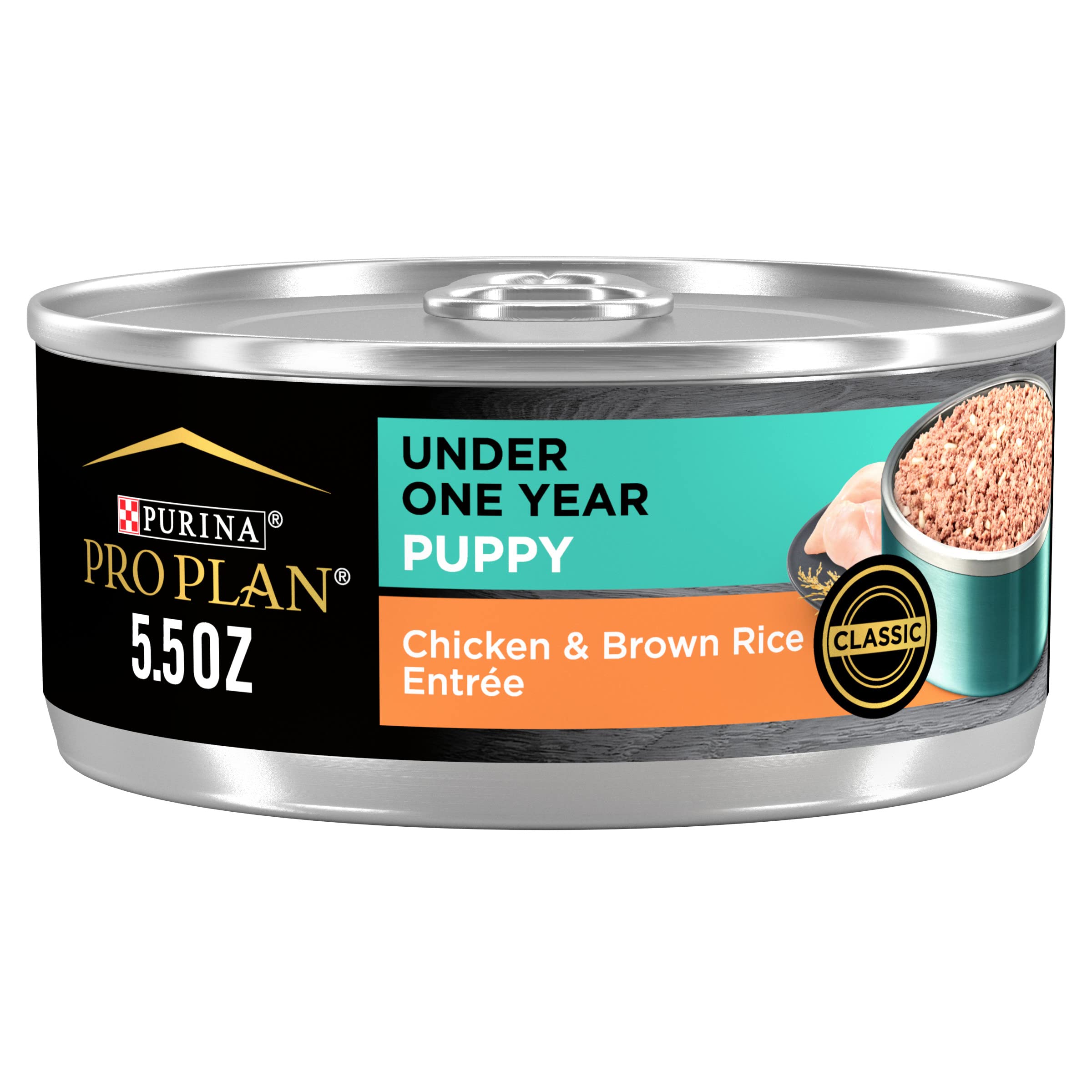 Purina Pro Plan Wet Puppy Food - Chicken & Brown Rice Entree (24 Pack of 5.5 oz Cans) | High Protein Puppy Formula for Growth & Development | Perfect for Weaning, Training & Mealtime Nutrition