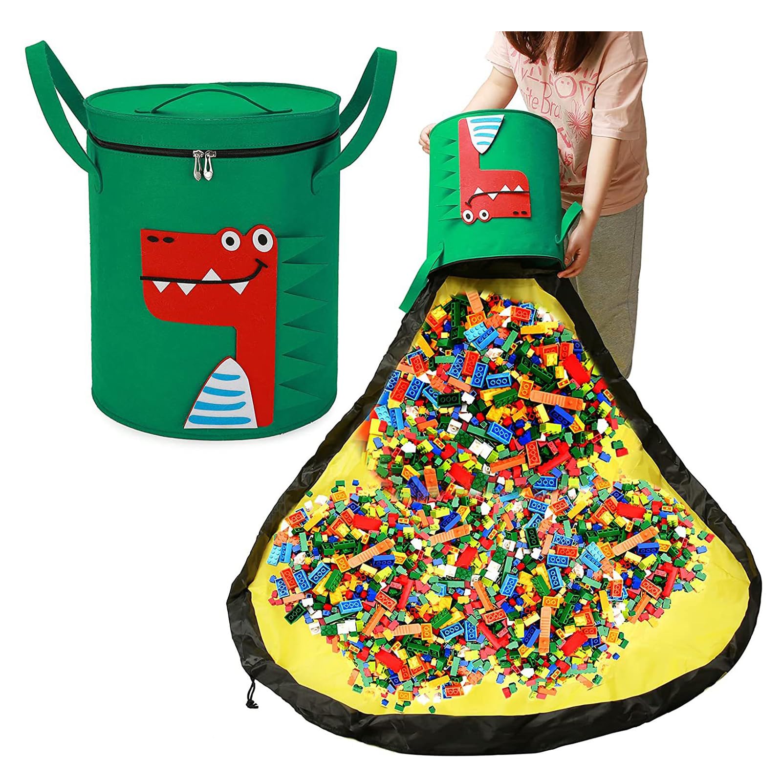 **2-in-1 Felt Toy Storage Bag & Play Mat – Drawstring Organizer for Kids Toys – Easy Foldable Storage Solution for Boys & Girls – Perfect for Playrooms, Bedrooms & Travel**