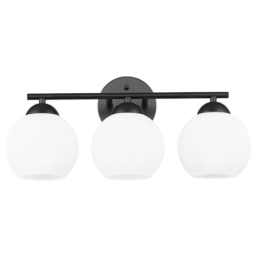 Black & Milk Glass - 3 Light